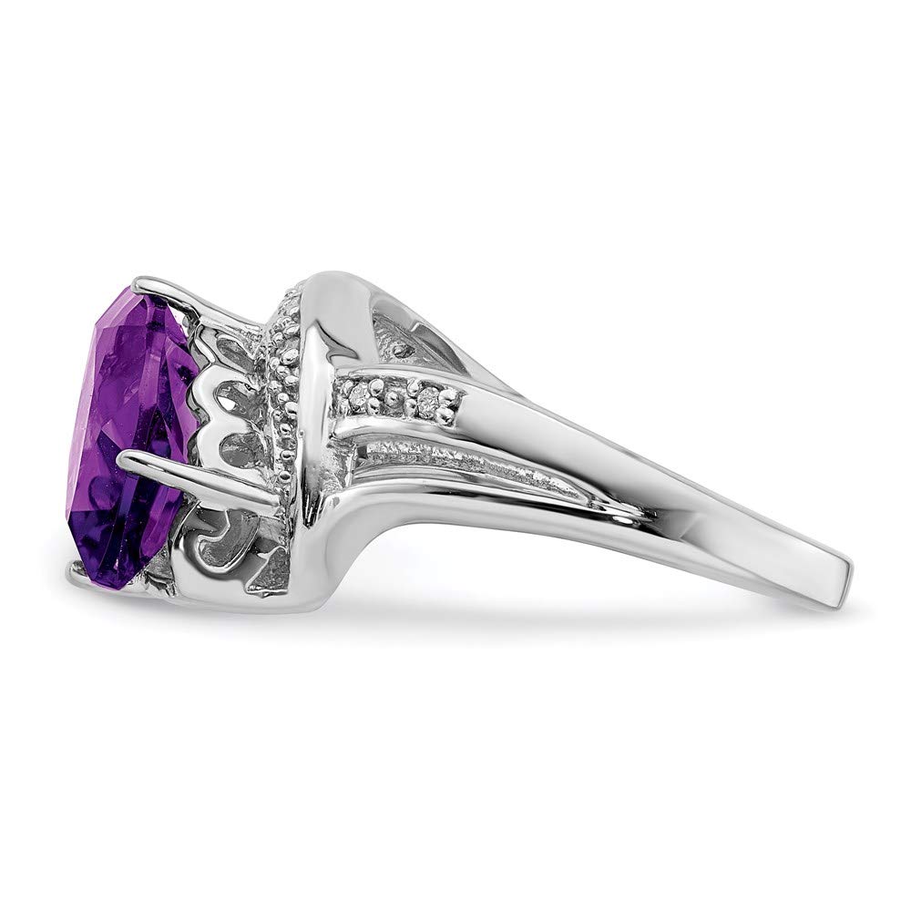 925 Sterling Silver Amethyst & Diamond Ring for Women | Elegant Fine Jewelry Gift for Her | Perfect for Anniversaries, Birthdays & Special Occasions