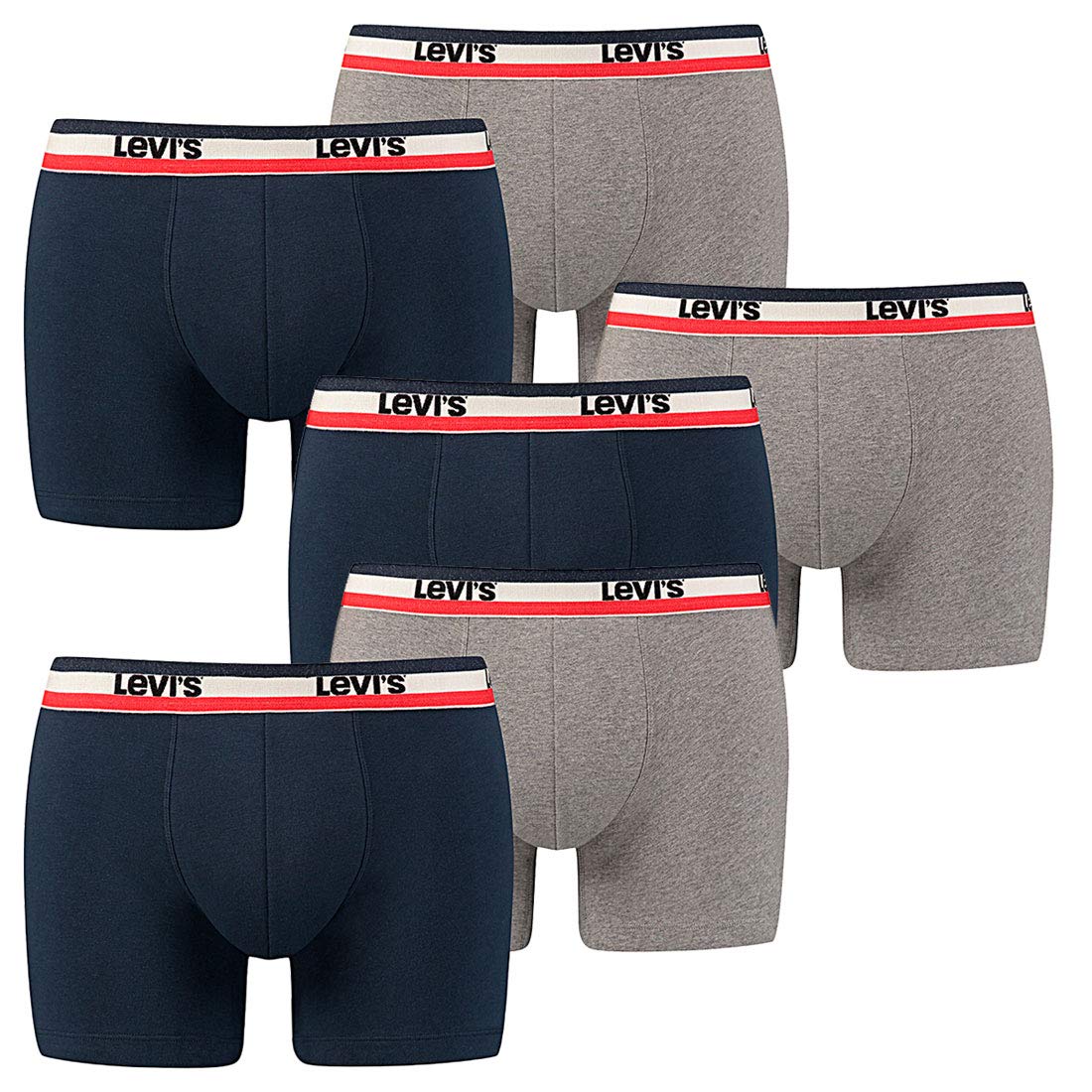Levi's Men's Sports Boxer Briefs 6-Pack - Soft Cotton Underwear for Active Lifestyles & Everyday Comfort