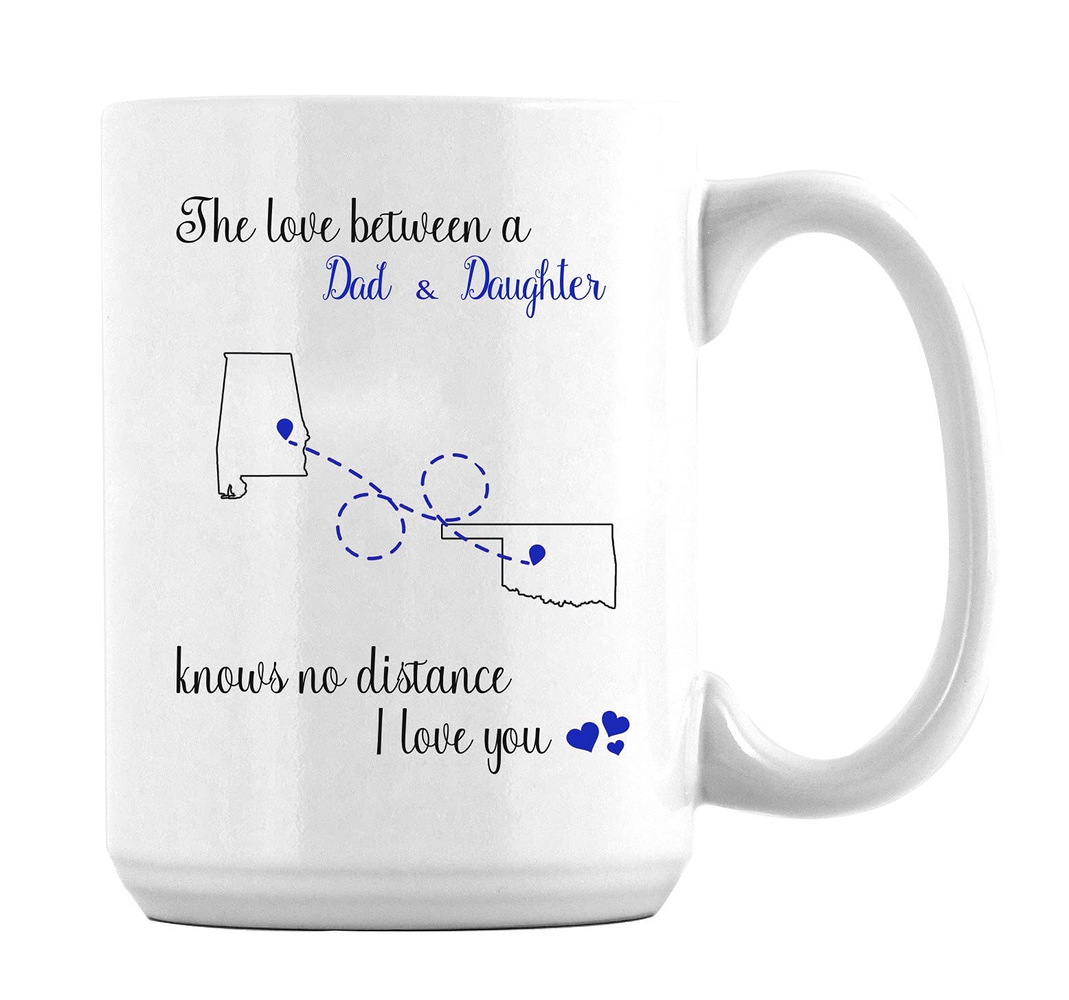 Dad & Daughter Coffee Mugs - 15oz White Ceramic Cup for Father's Day Gifts | Long Distance Family Bonding