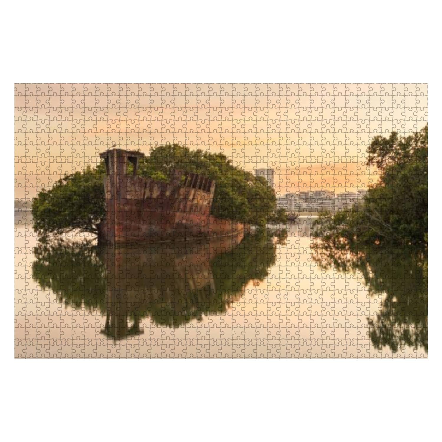1000-Piece Wooden Jigsaw Puzzle - Sunrise at SS Ayrfield Shipwreck at Wentworth Point | Educational Puzzle for Kids & Adults | Stress Relief & Family Game Night Activity | Home Decor & Brain Teaser Challenge