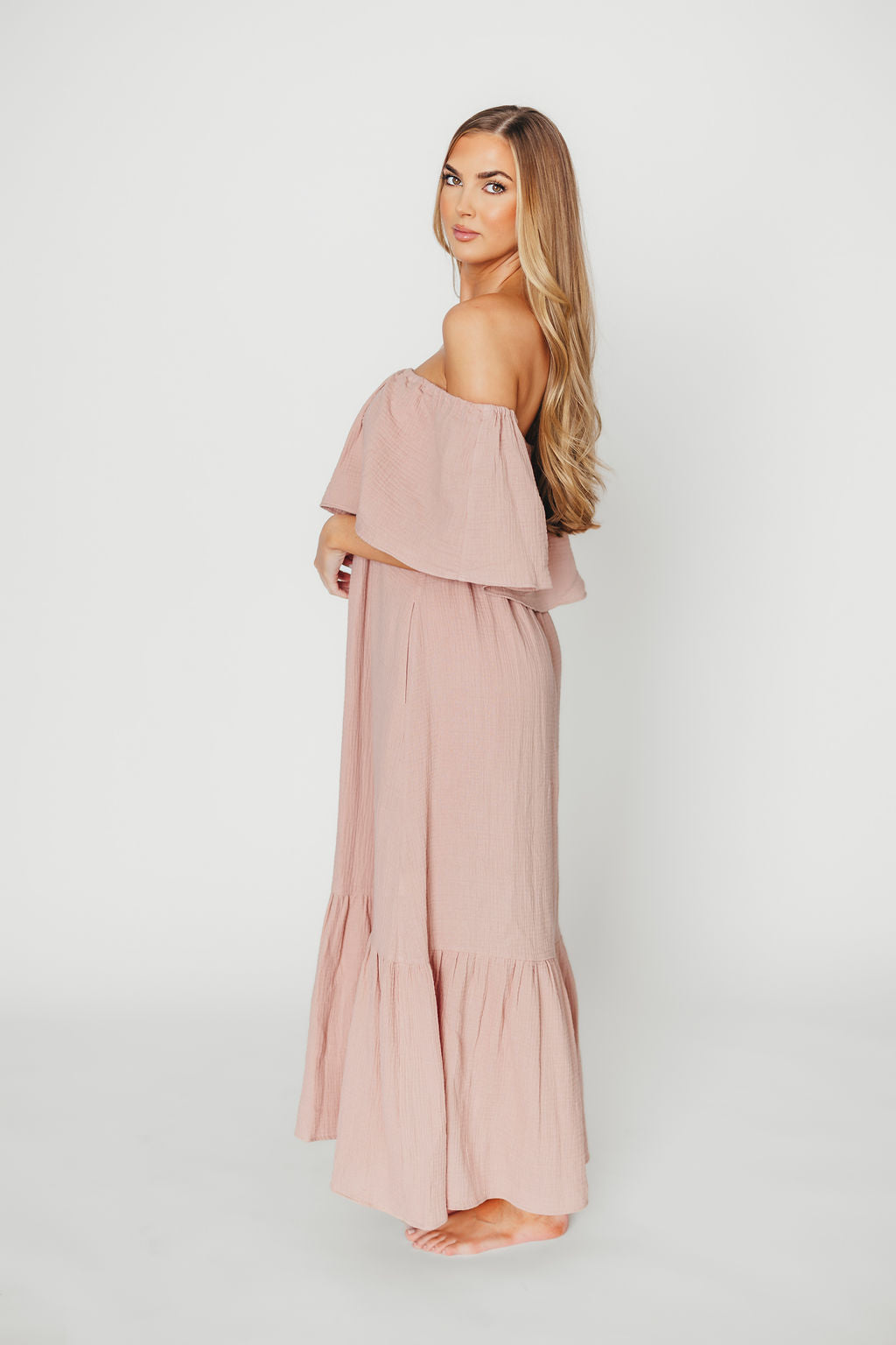 Josie 100% Cotton Maxi Dress in Rose - Bump & Nursing Friendly Maternity Dress for Pregnancy & Breastfeeding | Perfect for Casual Wear, Baby Showers & Nursing Outings