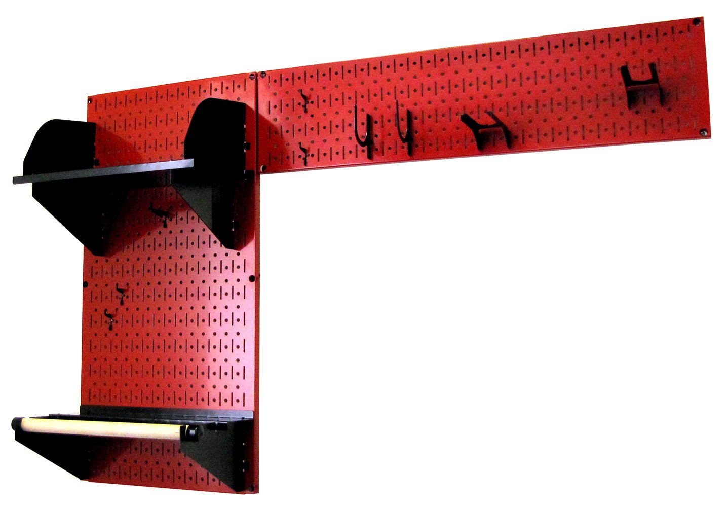 Wall Control Pegboard Garden Tool Organizer Kit - Heavy Duty Storage System with Red Pegboard & Black Hooks - Perfect for Garage, Shed, and Workshop Organization (Includes 10 Accessories)