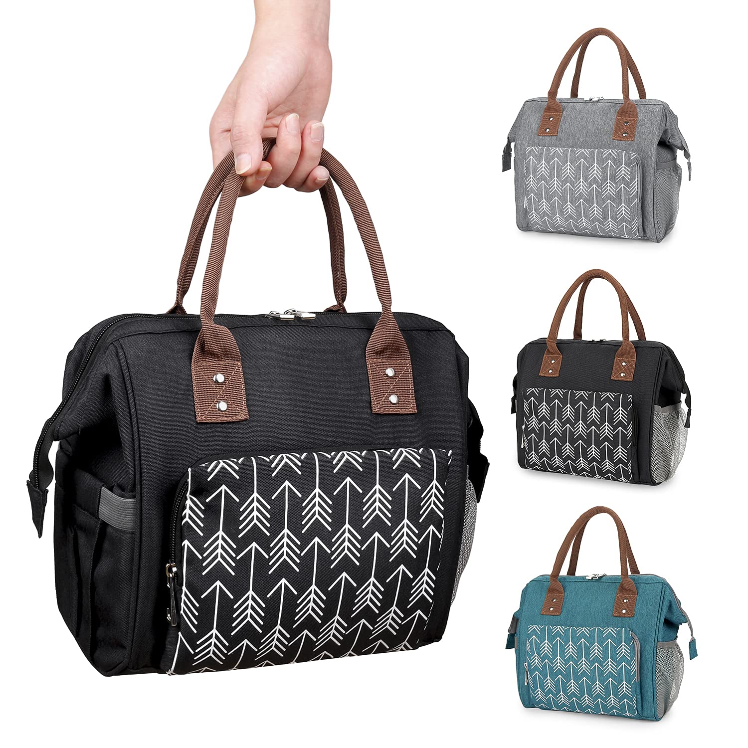 Leakproof Insulated Lunch Bag for Women - Reusable Cooler Tote for Work, School & Picnics | Black Lunch Box for Office, Outdoor & Daily Use