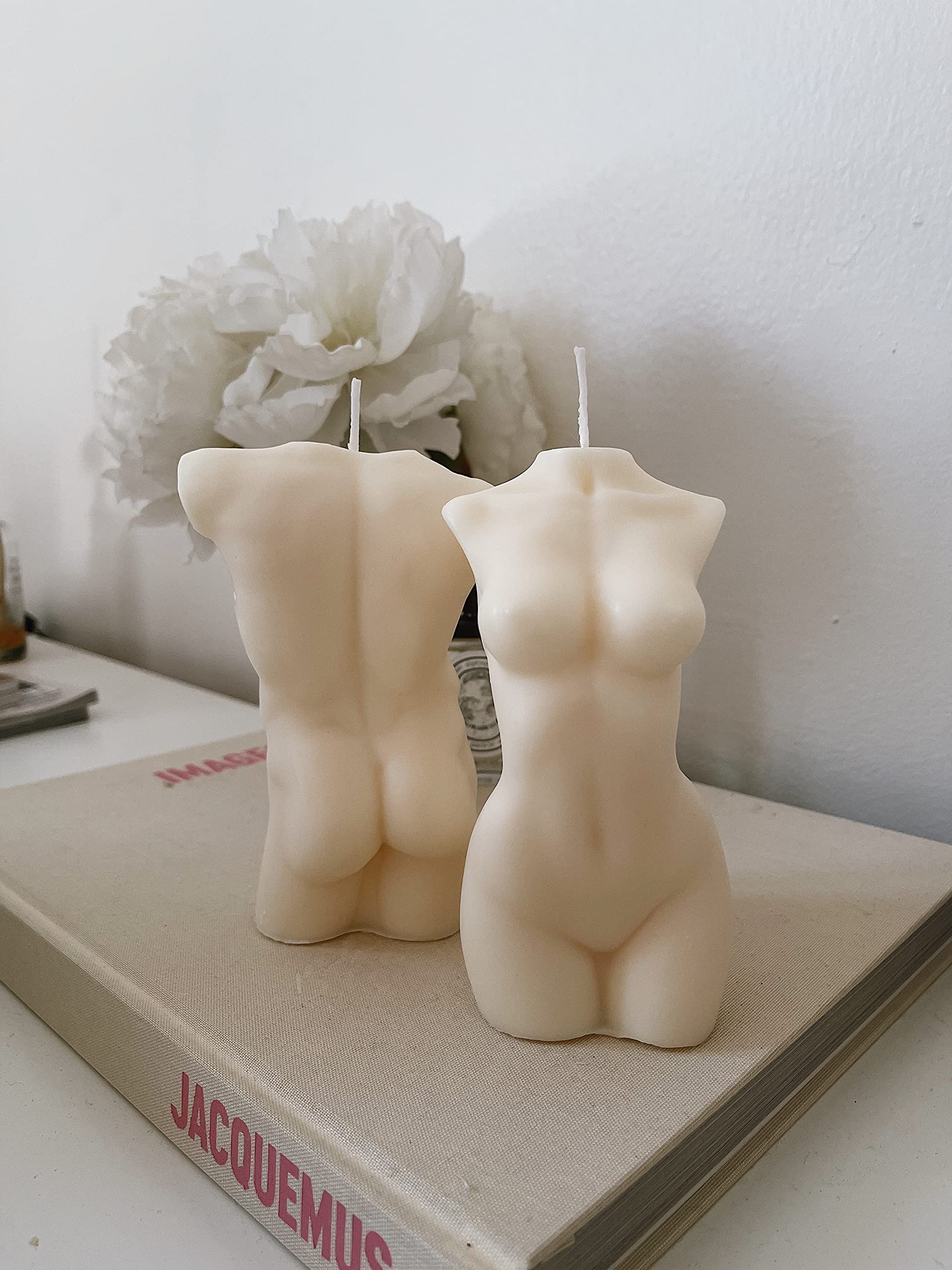 Large Goddess & Male Body Torso Soy Wax Sculpture Candle - Romantic Couple Statue Home Decor - Valentine's Day Gift for Couples - Perfect for Romantic Dinners, Anniversary Celebrations & Spa Relaxation