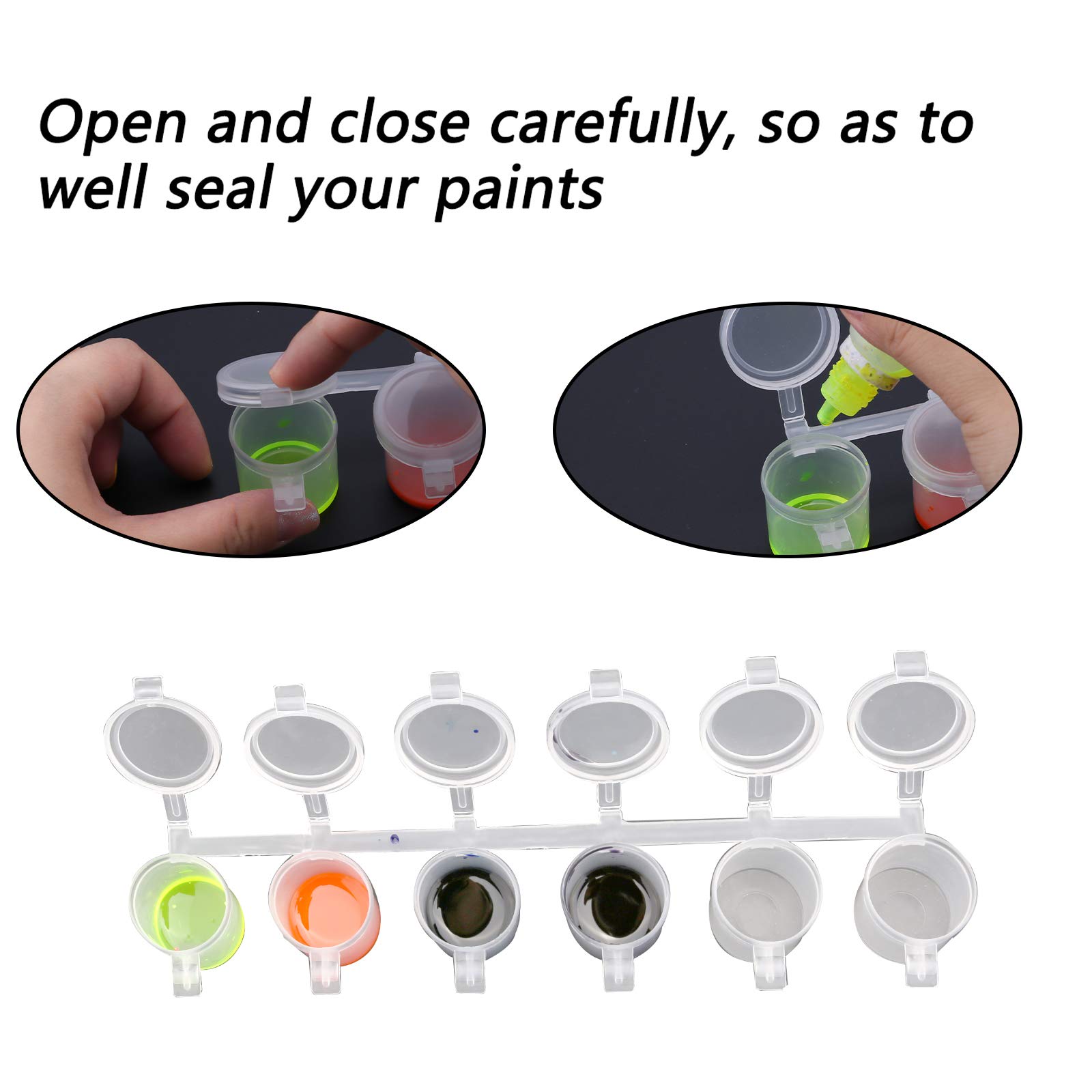 AIEX 5 Strips 30 Pots Empty Paint Strips Paint Cup Pots, 10ml/0.35oz Mini Paint Pot Pod Strips - Clear Plastic Storage Containers for Acrylic Paint, Watercolor, Oil Paint - Perfect for Art Festivals, Painting Classes, DIY Crafts, and Family Activities