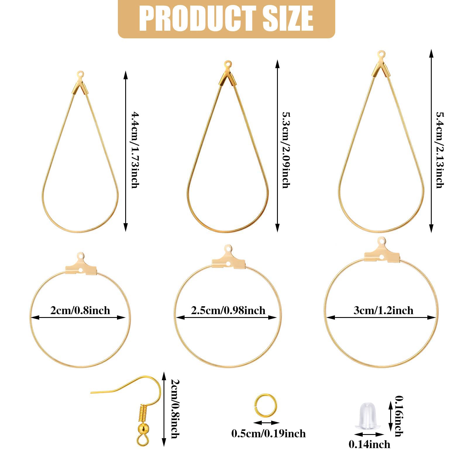 Inbagi 481 Pcs Earring Making Kit - Bulk Jewelry Making Supplies with Teardrop & Round Beading Hoops, Earring Hooks, Open Jump Rings & Earring Backs for DIY Craft (Silver, Gold, Rose Gold) - Perfect for Handmade Jewelry, Gift Making & Craft Projects