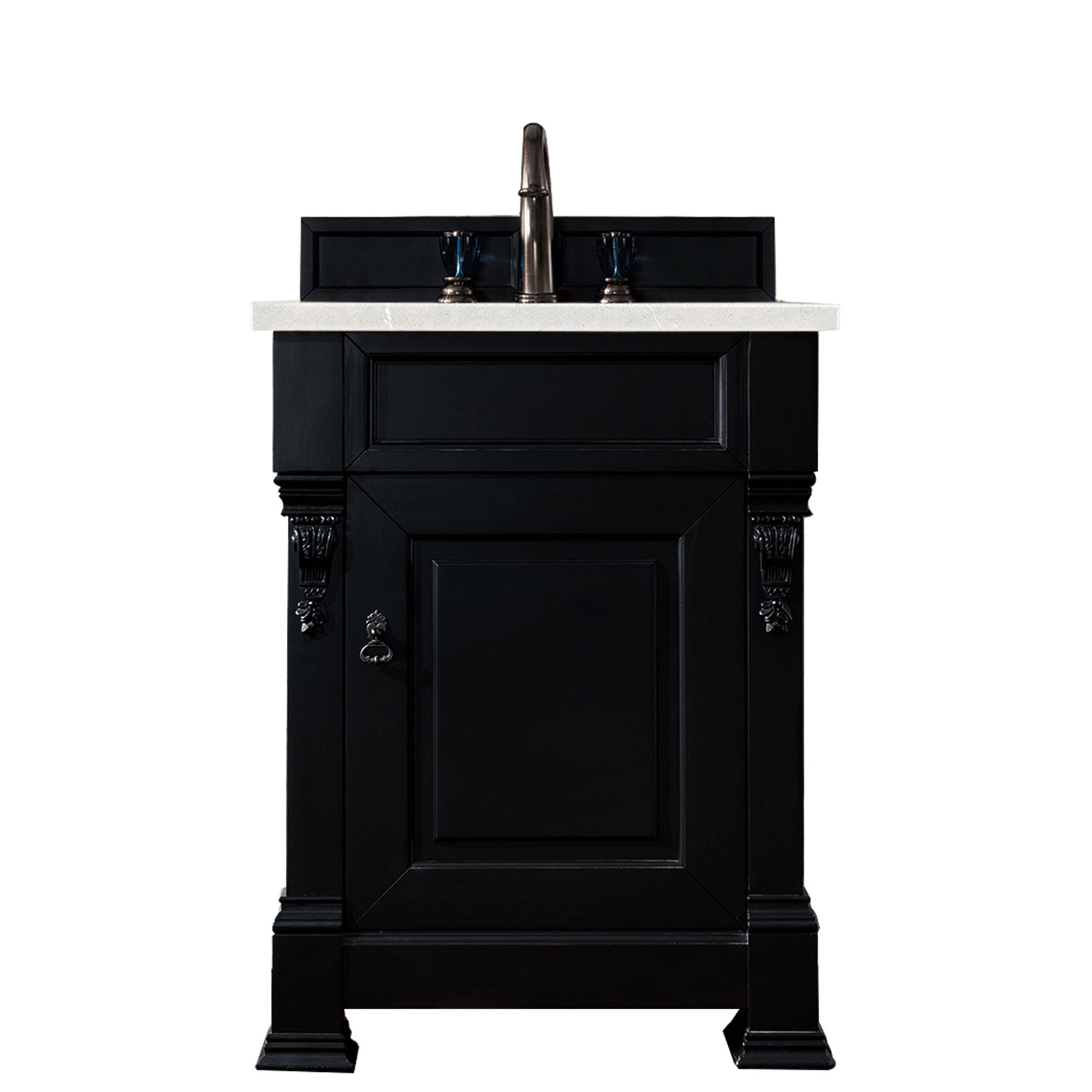 Brookfield 26 Inch Single Bathroom Vanity Set with Antique Black Finish & 3CM Eternal Serena Quartz Countertop - Perfect for Modern Farmhouse, Coastal, or Traditional Bathroom Designs