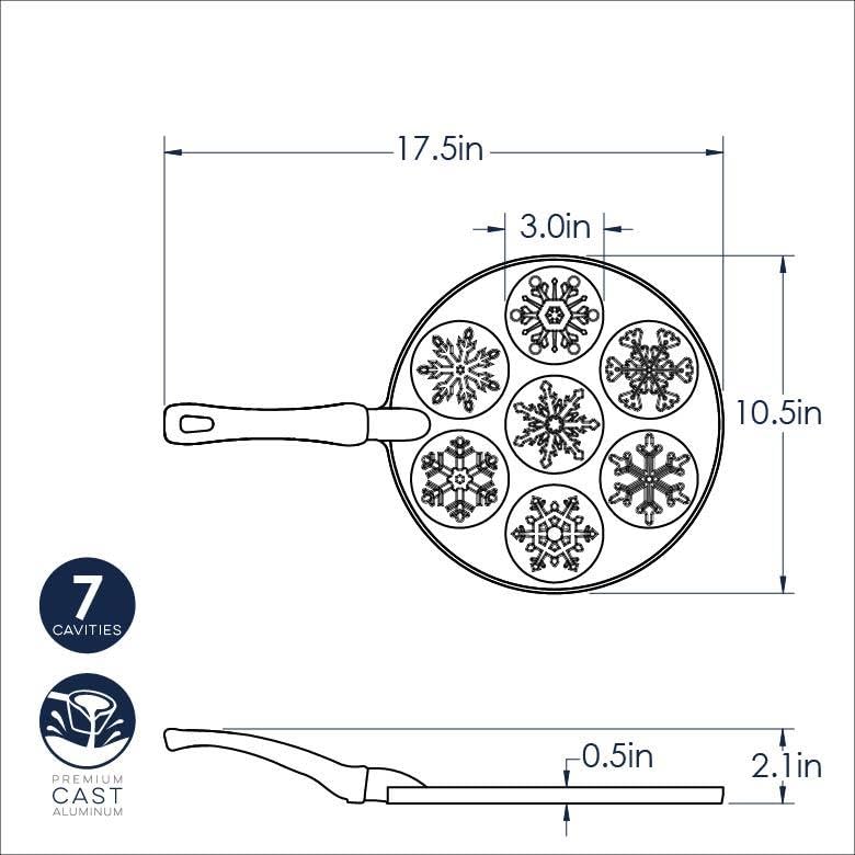 Nordic Ware Snowflake Pancake Pan - Nonstick Cast Aluminum Griddle for Perfect Holiday Breakfast & Christmas Morning Pancakes