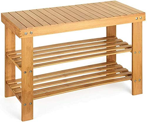 3-Tier Bamboo Shoe Rack Bench with Storage - Space Saving Shoe Organizer for Closet, Entryway & Hallway - Perfect for Organizing Shoes, Hats & Accessories in Small Spaces