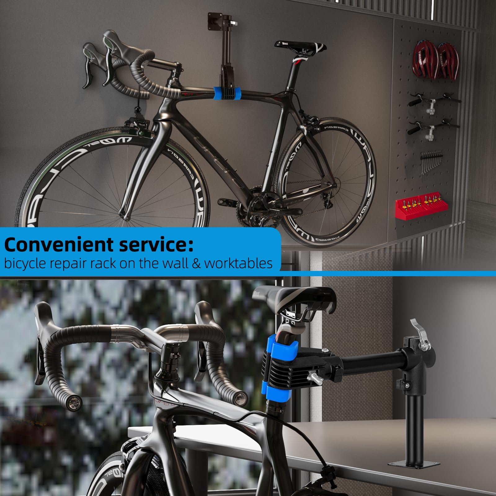 Urban Deco Bike Repair Stand - Heavy Duty Wall Mounted & Bench Mount Bike Work Stand for Road & Mountain Bikes | Bicycle Maintenance Rack & Clamp | Perfect for Home Garage, Bike Shops & Outdoor Repairs