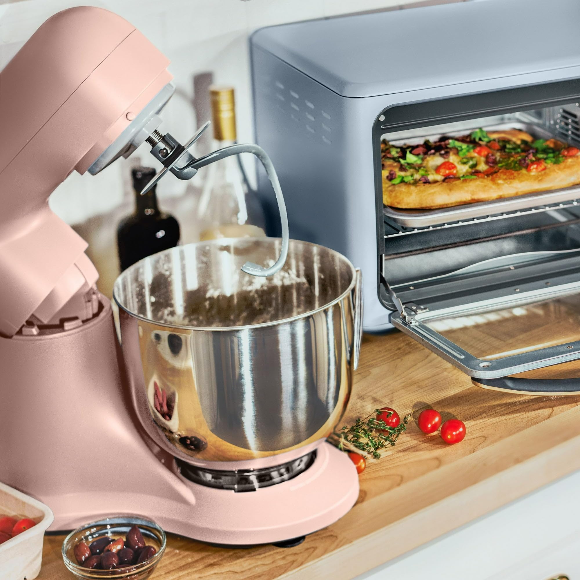 5.3 Qt Stand Mixer with Tilt-Head - Lightweight Powerful 300W Motor - 12 Speed Settings - Includes Beater, Whisk & Dough Hook - Splash Shield - by Drew Barrymore (Rose) - Perfect for Baking Cakes, Cookies, Bread & Pastries at Home