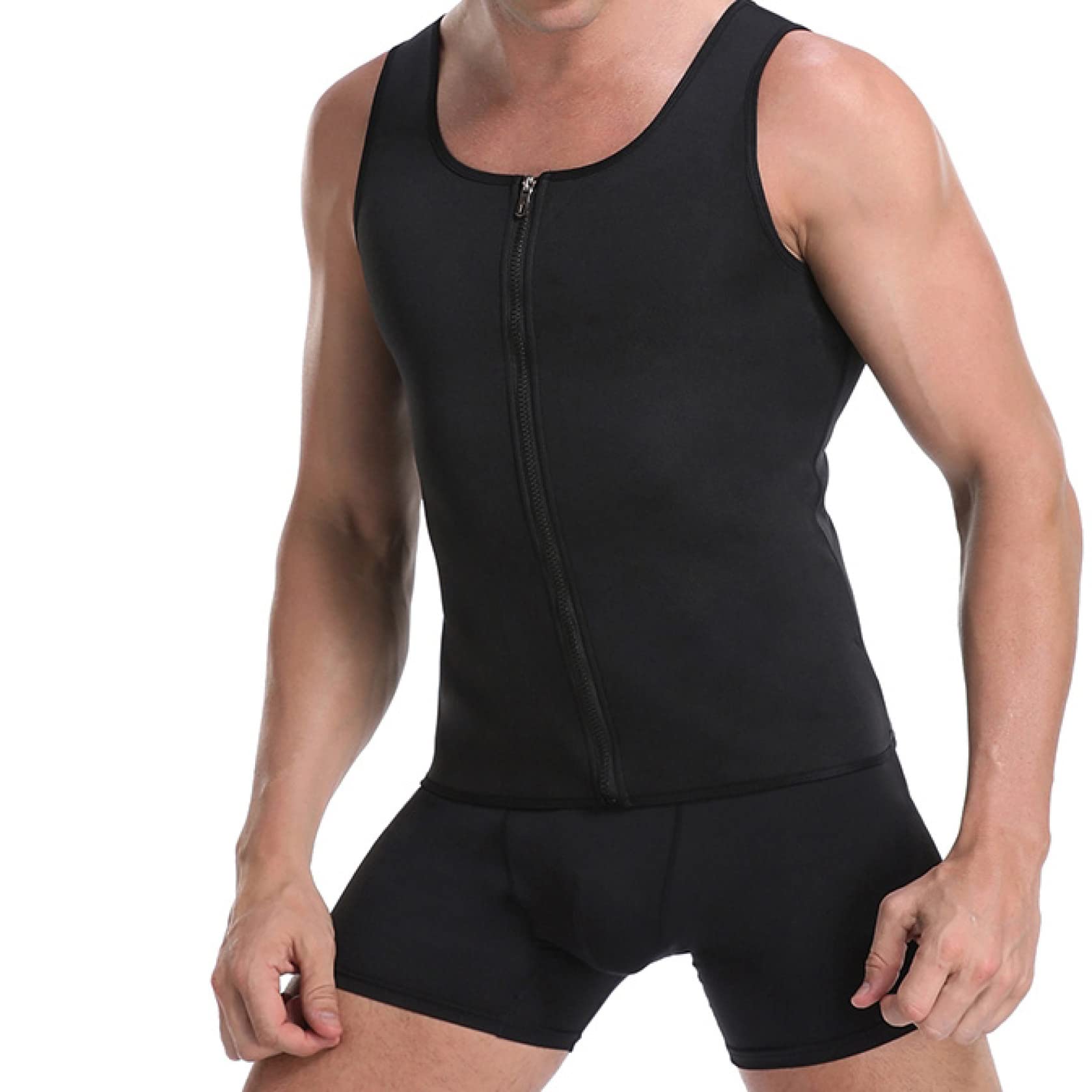 EBRICON Men's Waist Trainer Vest - Body Shaper for Weight Loss, Fat Burning Corset with Zipper - Slimming Belt & Belly Control Shapewear for Gym, Workout & Daily Wear