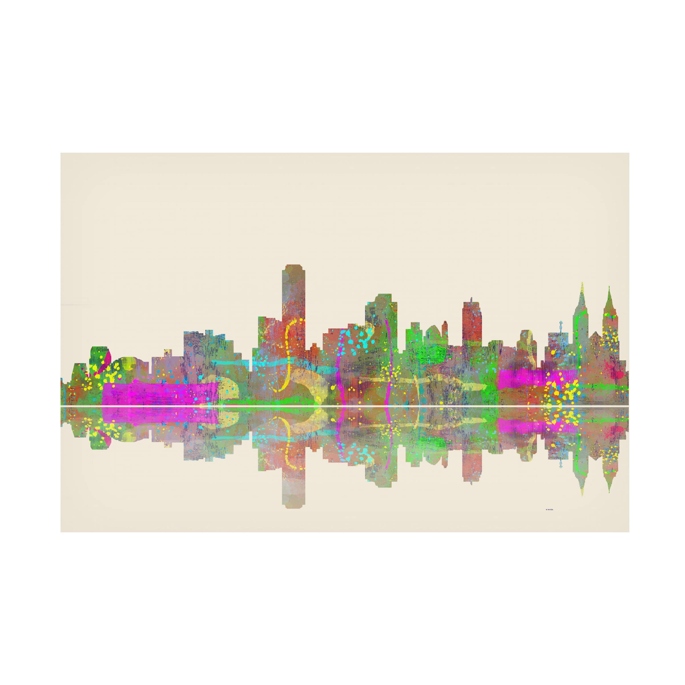 Trademark Fine Art 'Adelaide SA Skyline 2' Canvas Wall Art by Marlene Watson - 16x24 Inches - Modern Cityscape Painting for Living Room, Office & Home Decor