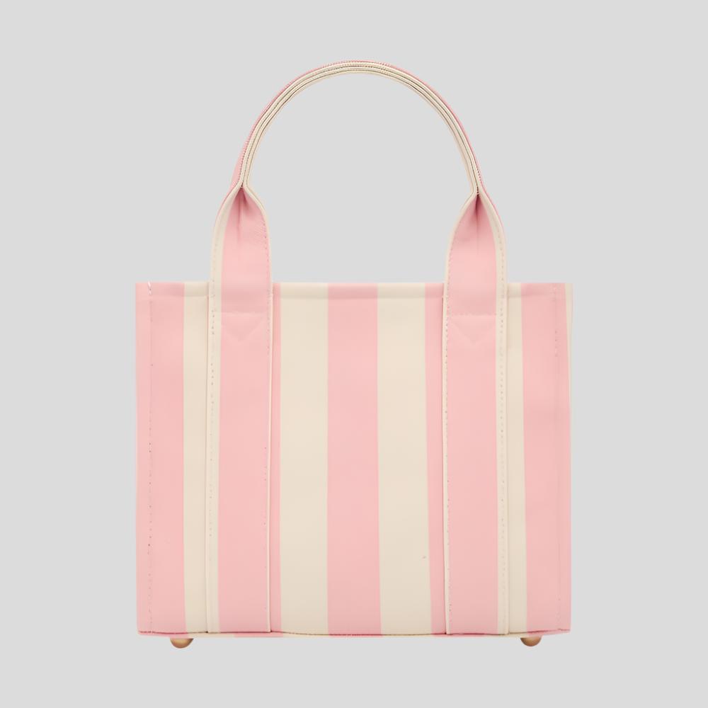 Micro Bon Vivant Structured Tote Bag - Blush Stripe Women's Fashion Handbag for Work, Travel & Everyday Use | Stylish & Durable Shoulder Bag