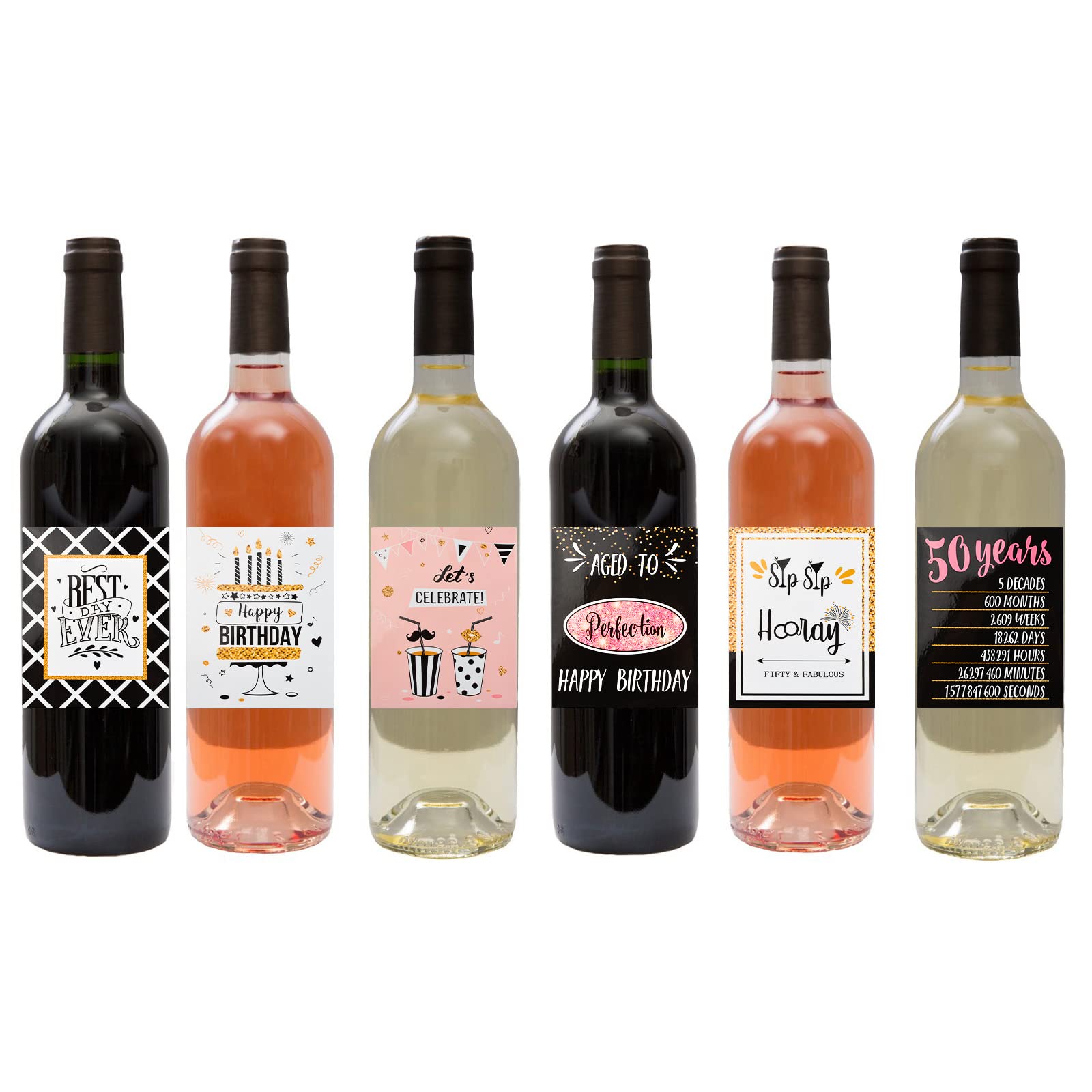 50th Birthday Party Wine & Beer Bottle Labels - 15 Sheets Cheers to 50 Years Stickers - Fun 50th Birthday Decoration Supplies for Men & Women - Perfect for Milestone Celebrations, Anniversary Parties & Retirement Gifts