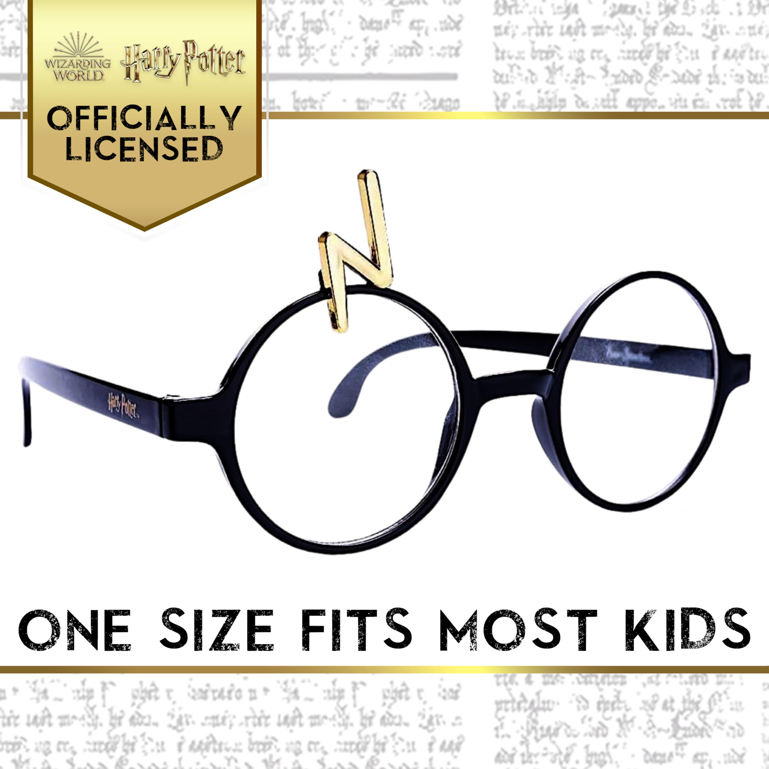 Official Harry Potter Glasses for Kids - Wizarding World Costume Accessory with Black Frames & Lightning Bolt Scar | One Size Fits Most | Perfect for Halloween, Cosplay, and Themed Birthday Parties