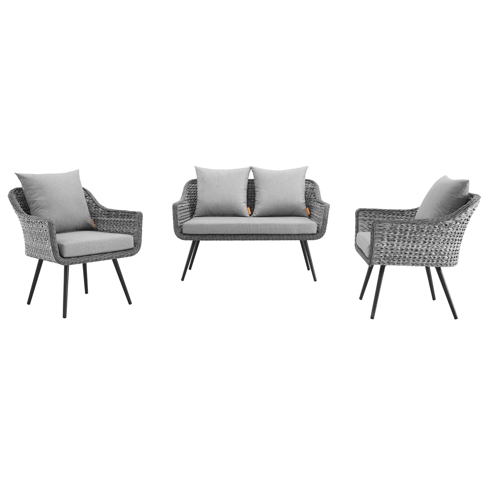 3-Piece Wicker Rattan Patio Furniture Set - Loveseat & Armchair for Outdoor Garden, Porch, Poolside - Weather-Resistant All-Weather Rattan Sofa Set for Backyard, Deck, Balcony Relaxation