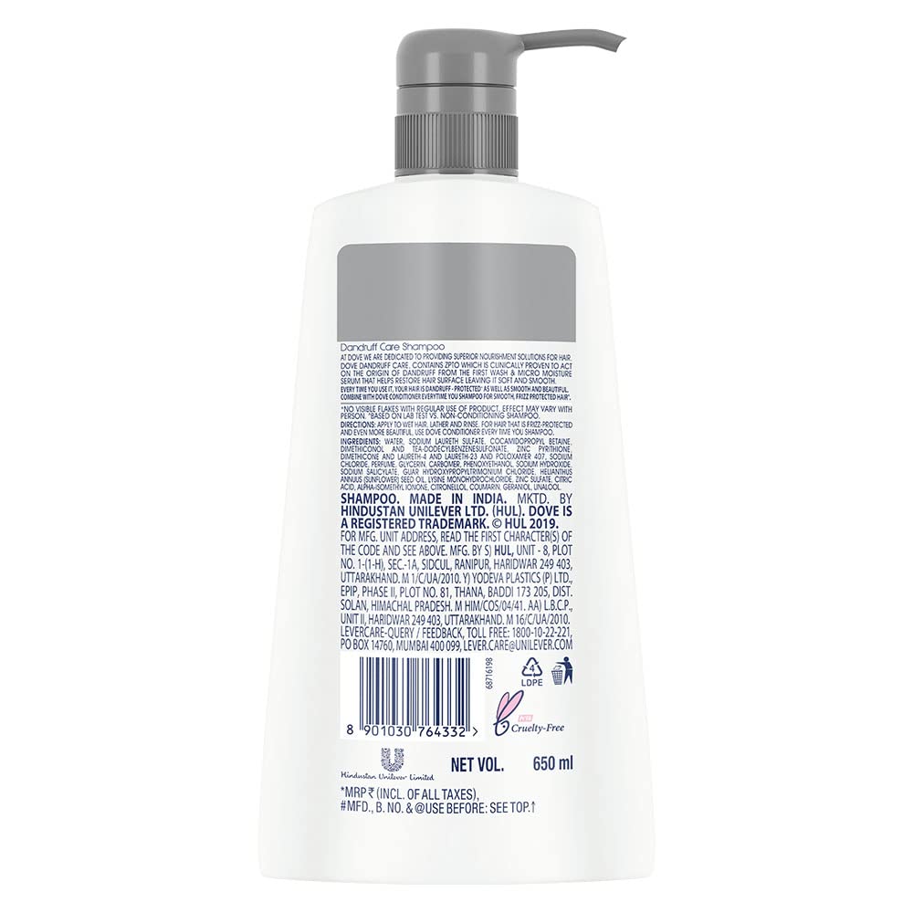 Dove Dandruff Care Shampoo for Dry, Itchy & Flaky Scalp - 650ml | Anti-Dandruff Treatment with Moisturizing Formula | Perfect for Daily Hair Care & Scalp Relief