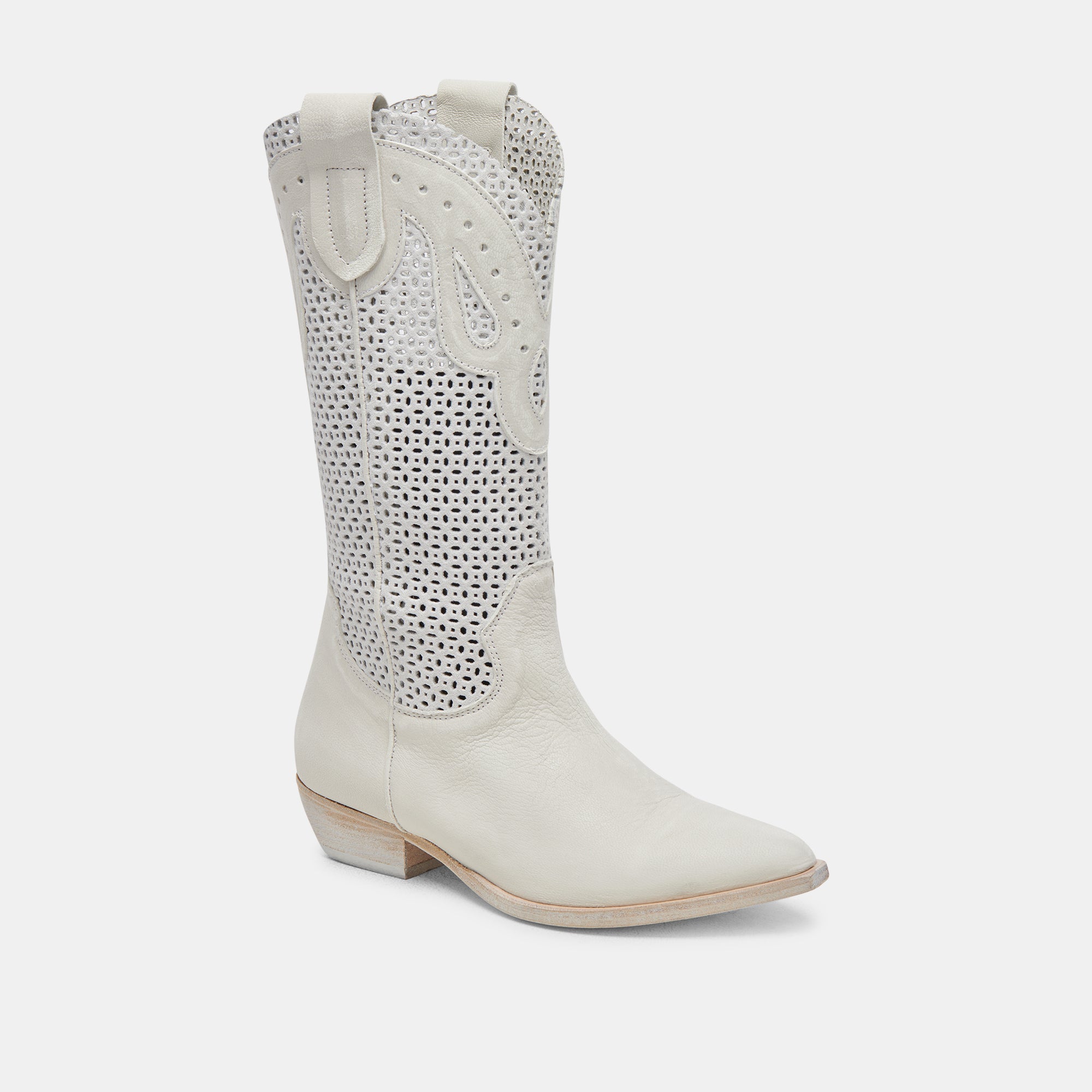 Ivory Leather Ranch Boots for Women - Western Cowgirl Boots for Riding, Country Fashion & Outdoor Activities
