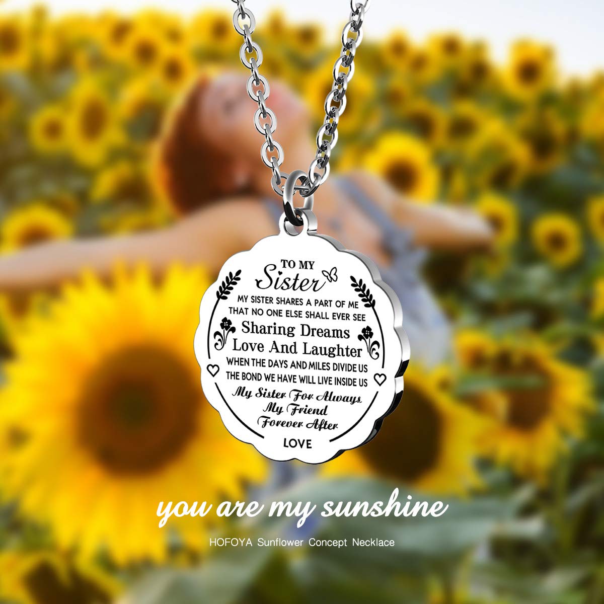 HOFOYA Sunflower Pendant Necklace - Inspirational Gift for Daughter, Sister, Granddaughter | Birthday, Mother's Day, Valentine's Gift | Elegant Jewelry for Family & Friendship | Perfect for Special Occasions & Everyday Wear