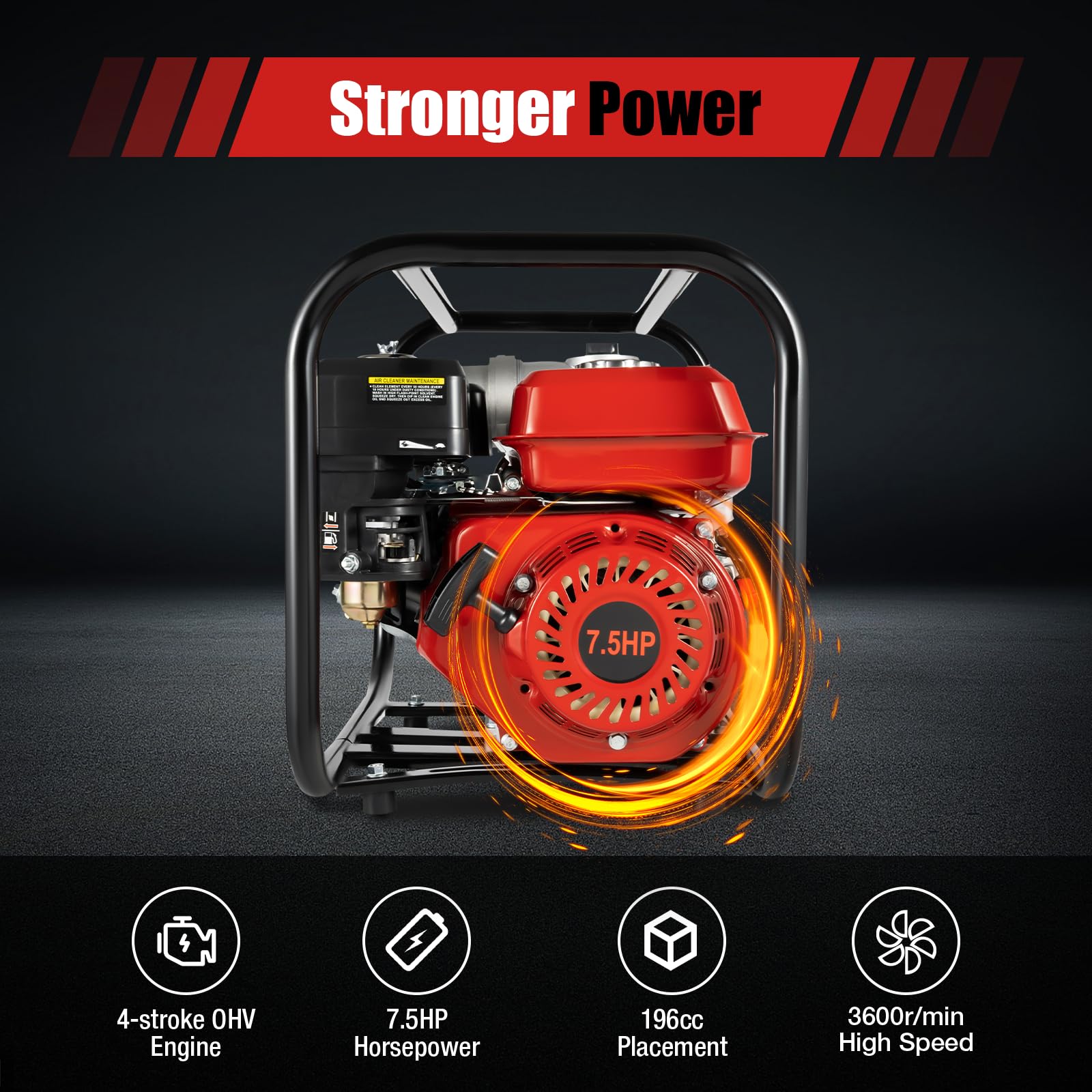 **DNYSYSJ 7.5 HP 210CC Gas Powered Water Pump – 3 Inch Portable Semi-Trash Pump for Irrigation, Pool, Landscaping & Gardening – Heavy Duty Commercial Grade Engine (Red) – Ideal for Farm, Construction & Emergency Water Transfer**