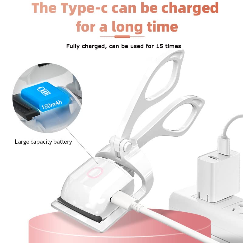 USB Rechargeable Heated Eyelash Curler with Silicone Pads - 2 Fast Heating Modes for Natural Curling, Perfect Lash Styling Tool for Women & Girls (Pink) | Great for Daily Makeup, Travel & Gift Giving