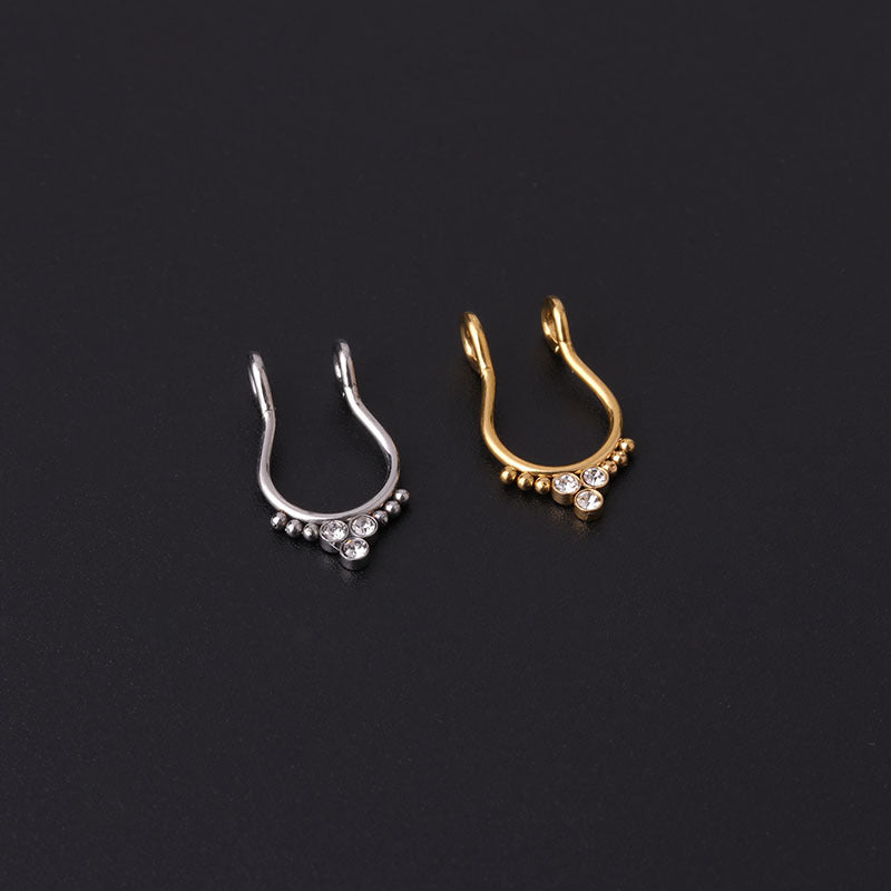 Gold Horseshoe Fake Nose Ring - No Piercing Clip On Nose Hoop Jewelry for Women | Perfect for Costume Parties, Halloween & Boho Fashion