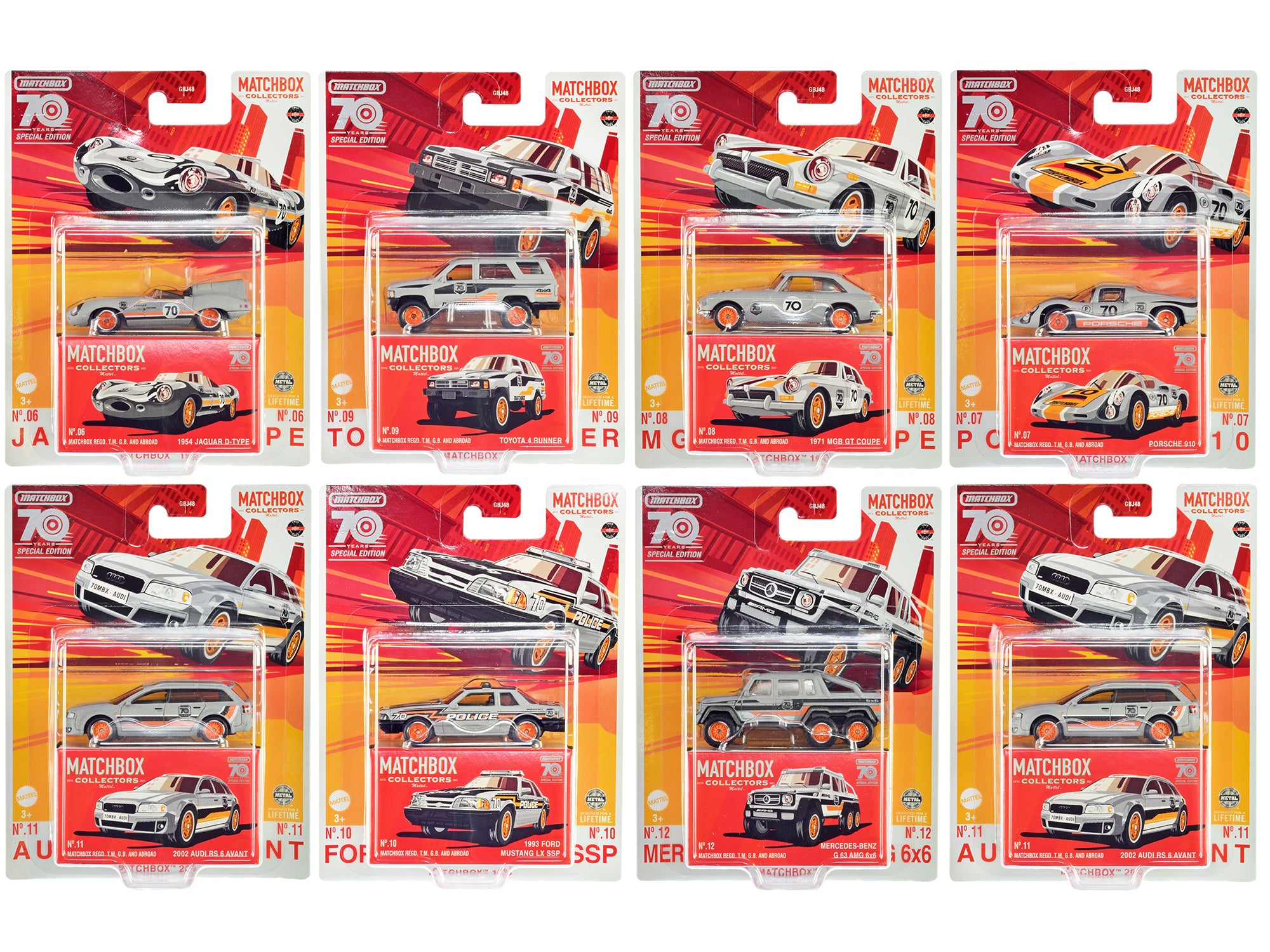 Matchbox 2023 S 70th Anniversary Special Edition Diecast Model Cars Set - 8 Piece Collectors Series | Perfect for Display, Gifts & Car Enthusiasts