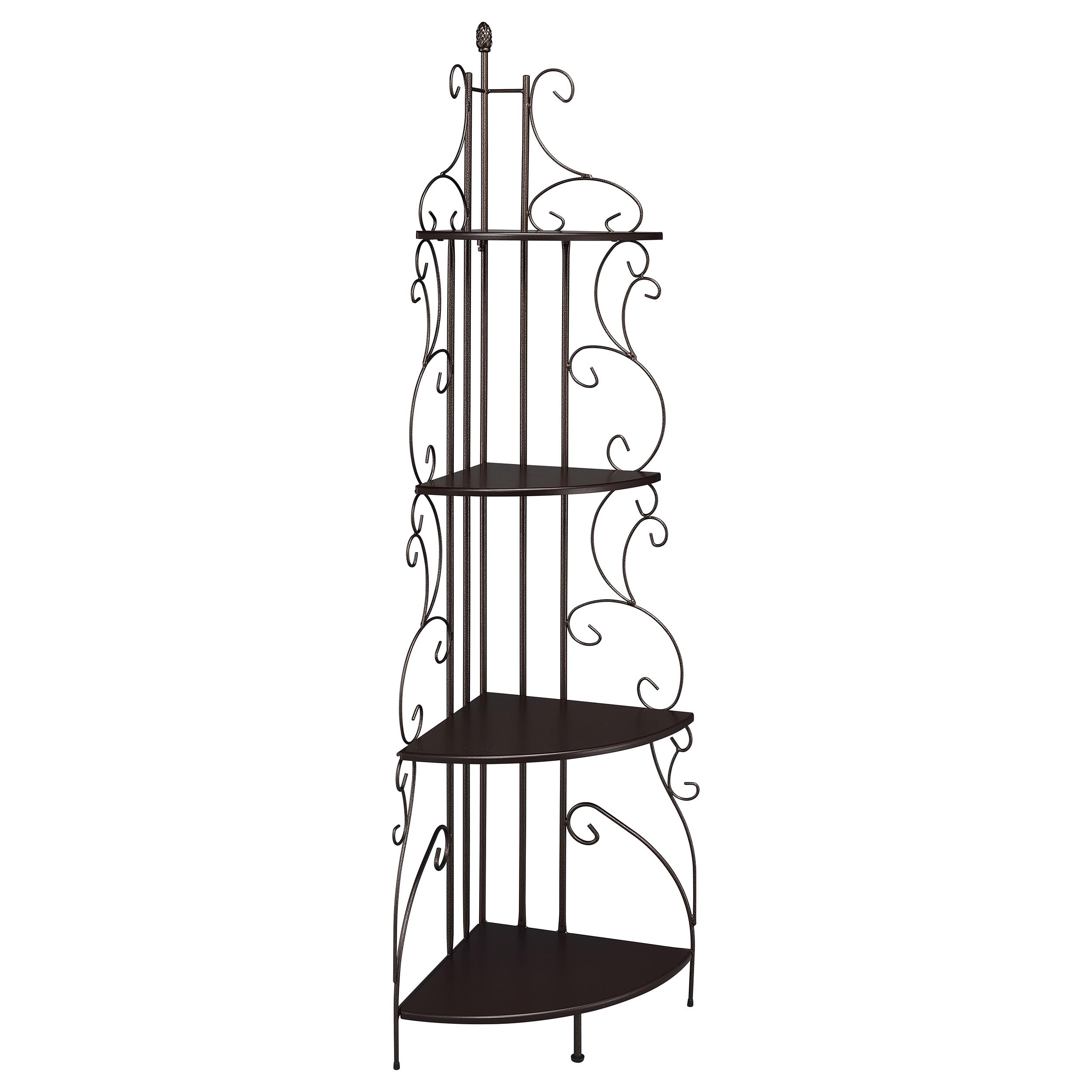 Copper & Cappuccino Corner Bookcase - 4-Tier Shelf Storage Unit 16.5