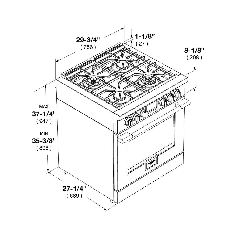 Fulgor Milano 30-inch 400 Series Accento All Gas Range - Stainless Steel (F4PGR304S2) | Professional Gas Stove for Home Kitchen Cooking, Baking & Entertaining