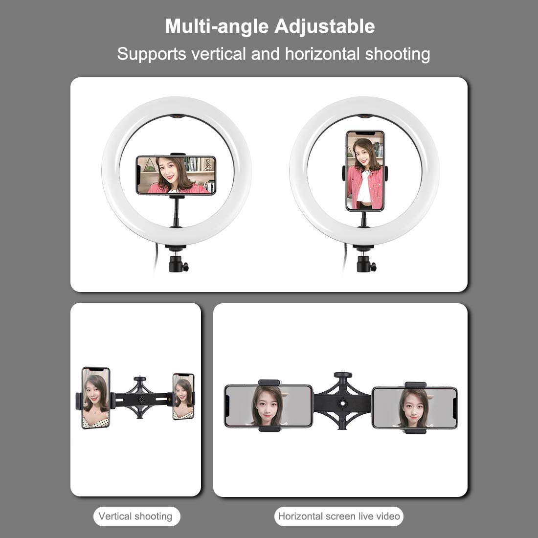 Loboo Idea 7.6''/20CM Dimmable Bi-Color LED Ring Light with Tripod Stand & Phone Holder - 3200-5600K Adjustable Lighting for Smartphone Camera, YouTube Vlogging, Makeup, Live Streaming & Video Shooting - Perfect for Home Studio, TikTok Videos & Beauty Content Creation