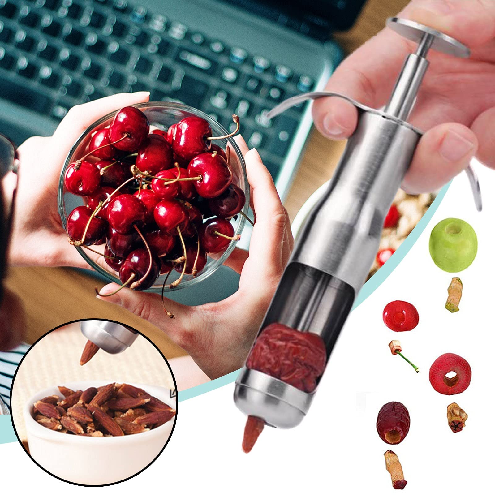 Guolarizi Olive Pitter Tool - Stainless Steel Cherry & Olive Seed Remover for Kitchen, Dining & Bar - Perfect for Canning, Cocktails & Cooking (Multicolor)