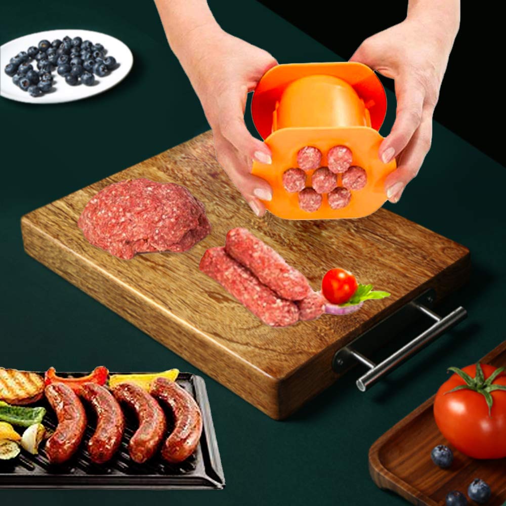 Guppy One Press Cevapcici Sausage Maker Stuffer - 7 Sausages at Once, Handmade Hot Dog & Meat Strip Machine with Non-Stick Molds | Perfect for Kitchen, Meatball Making, BBQ Grilling & Outdoor Cooking Accessories