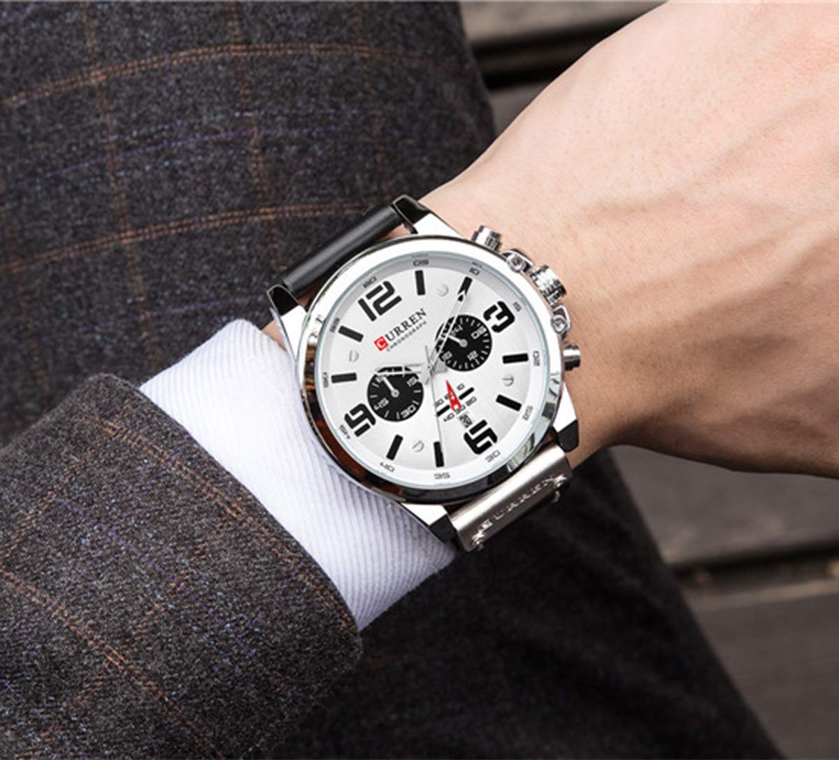 Men's Chronograph Sport Watch - Brown Leather Strap Quartz Watch for Business & Casual Wear | Waterproof Wristwatch for Office, Dating & Outdoor Activities