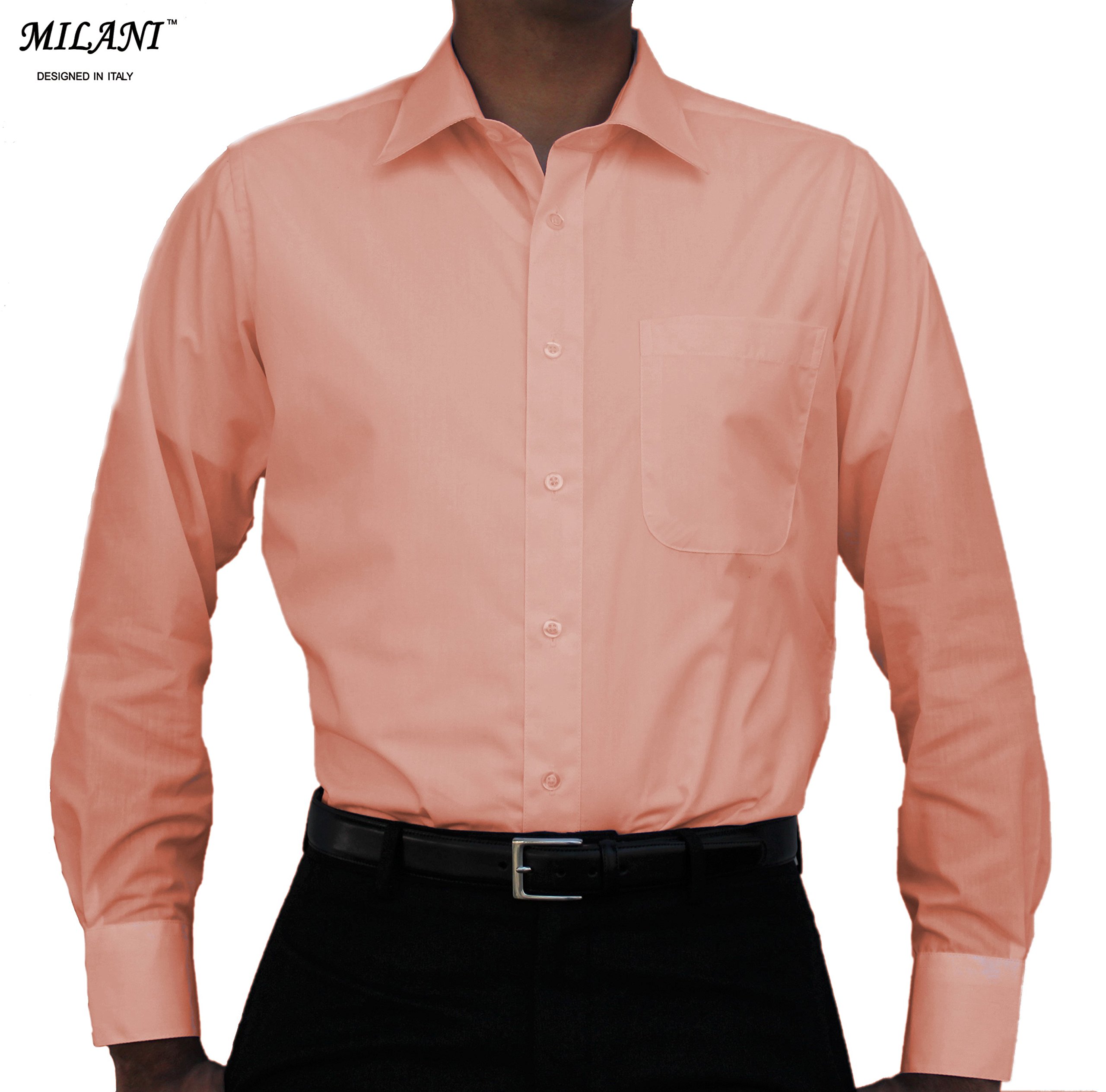 Milani Men's Dress Shirt with Convertible Cuffs - Premium Formal Wear for Business & Special Occasions - Office, Wedding & Evening Events