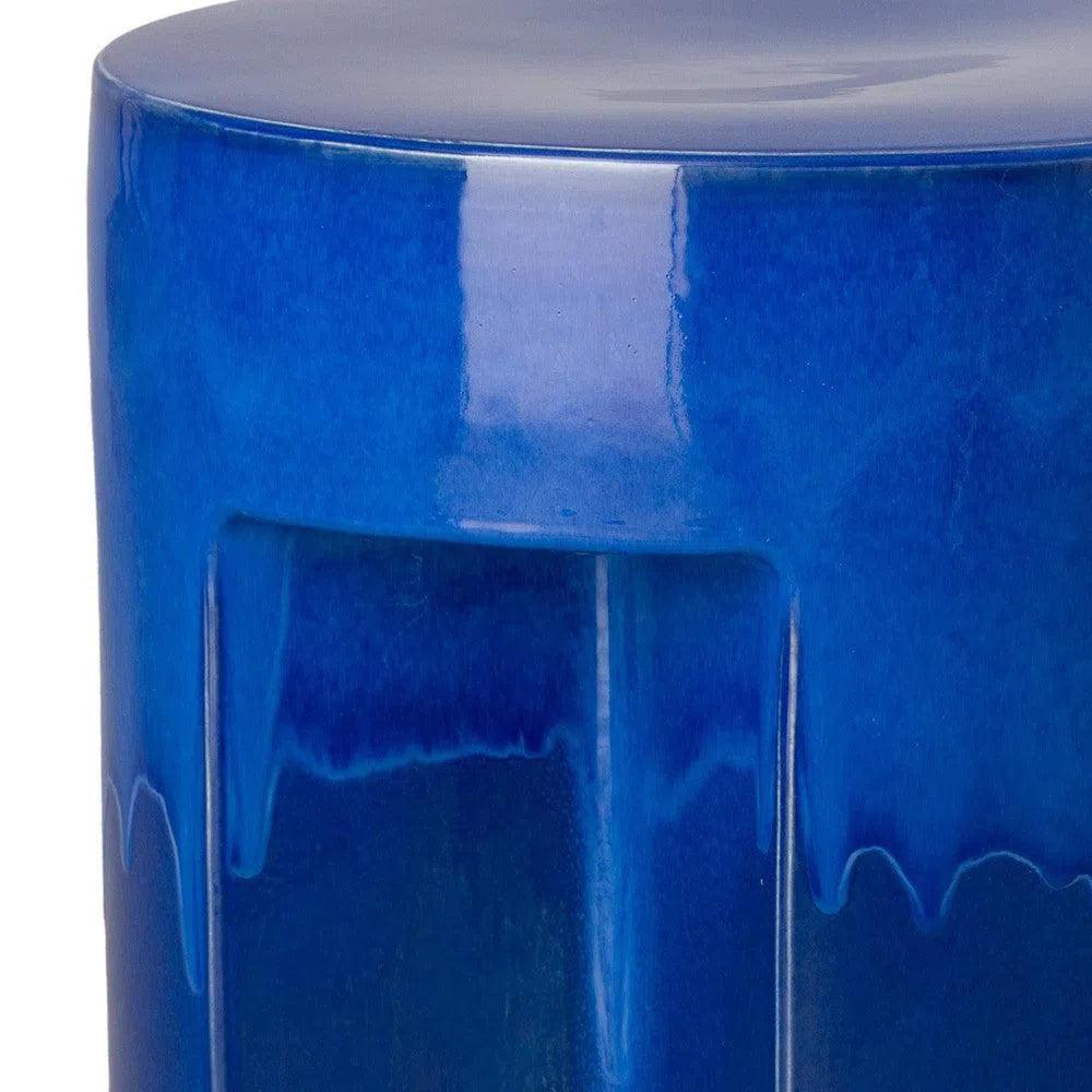 18 Inch Ceramic Garden Stool for Outdoor Patio Decor - Weather-Resistant Side Table, Plant Stand, or Decorative Accent for Lawn, Backyard, and Poolside