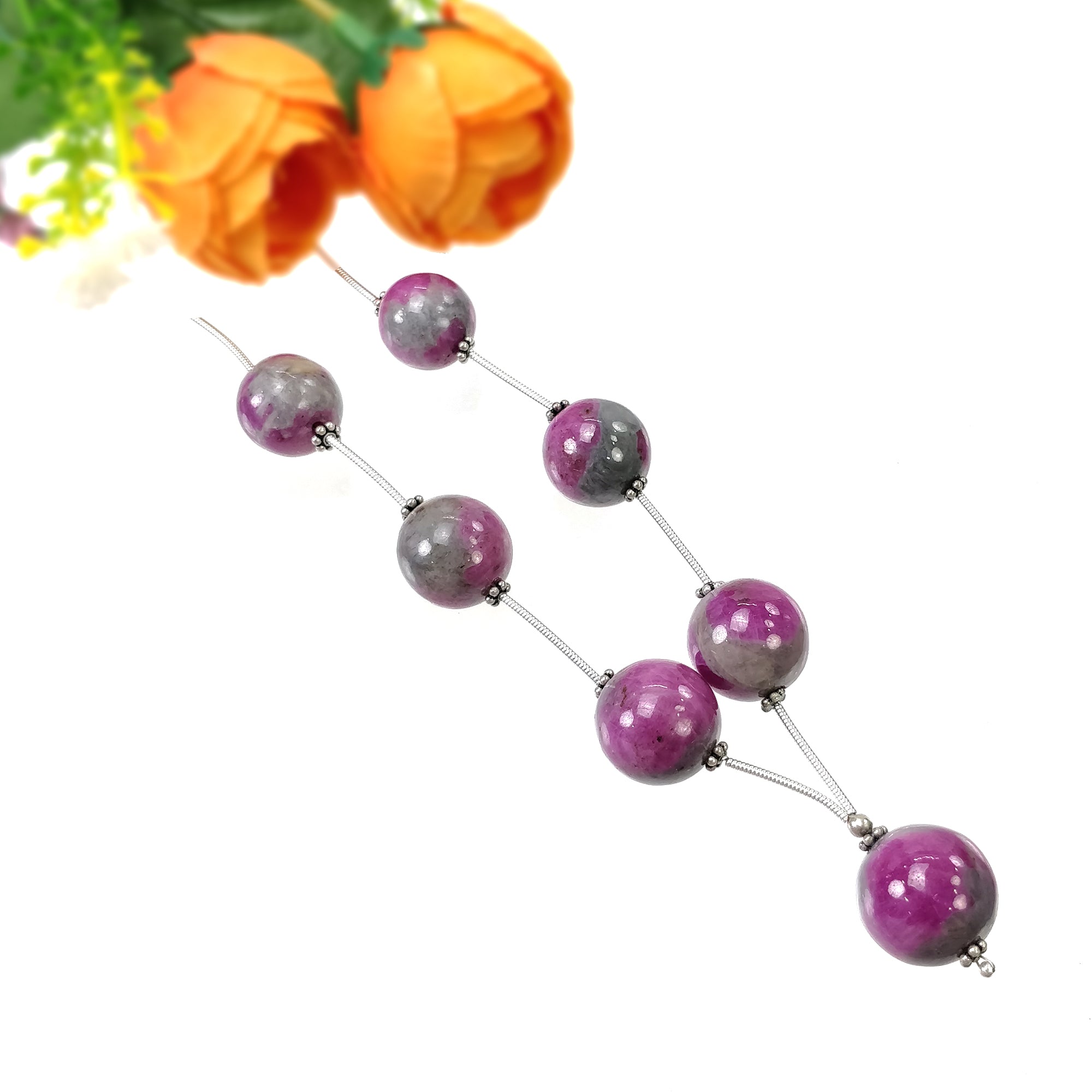 Natural Untreated Unheated Bi-Color Zoisite Ruby Loose Beads - 174.30cts, 12.5mm & 15mm - Premium Gemstone for Jewelry Making, DIY Crafts, and Healing Crystals