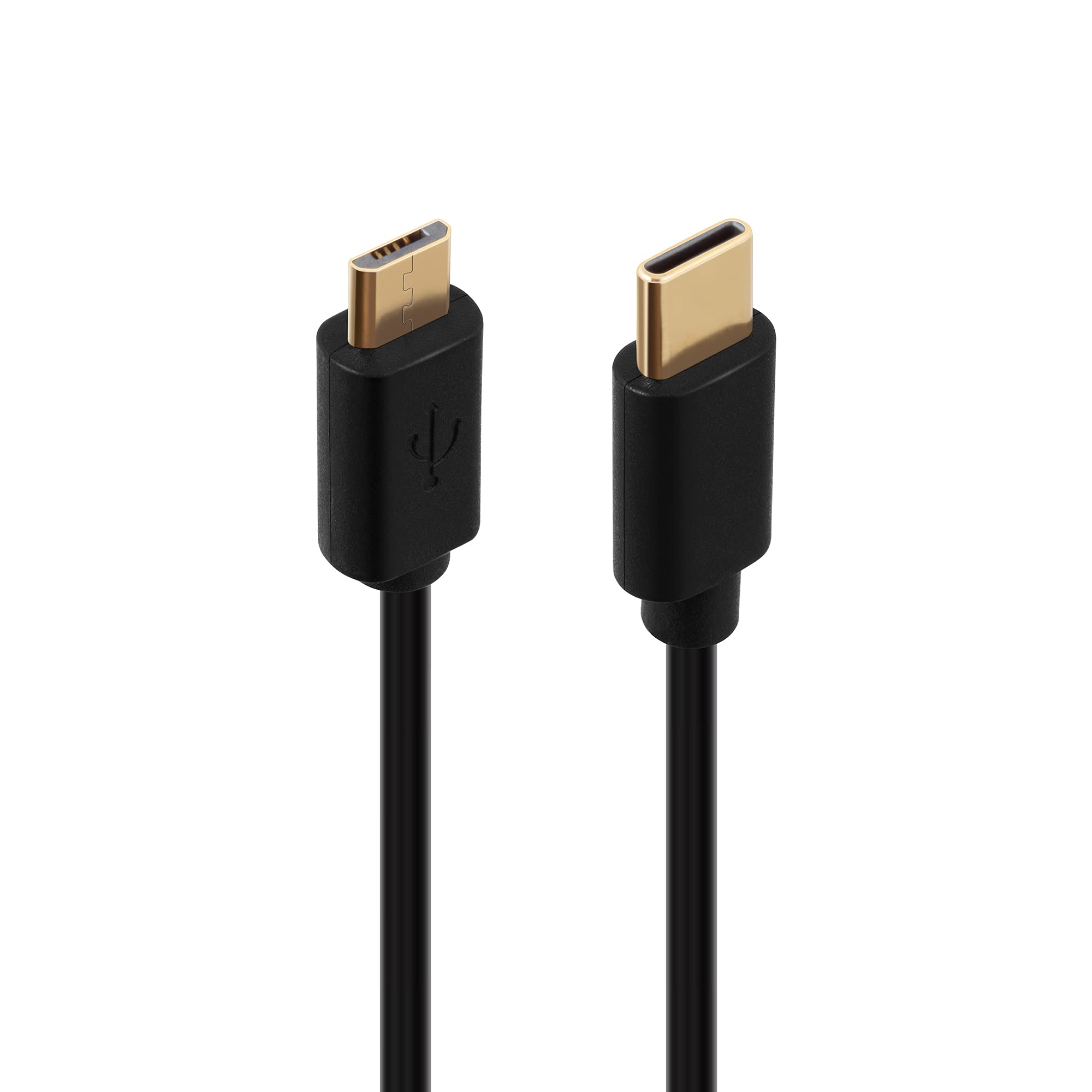 1m USB C to Micro USB Cable 2.0 Fast Charging & Data Sync Cord with Gold-Plated Connectors - Perfect for Smartphones, Tablets, Power Banks & Portable Devices (Black)