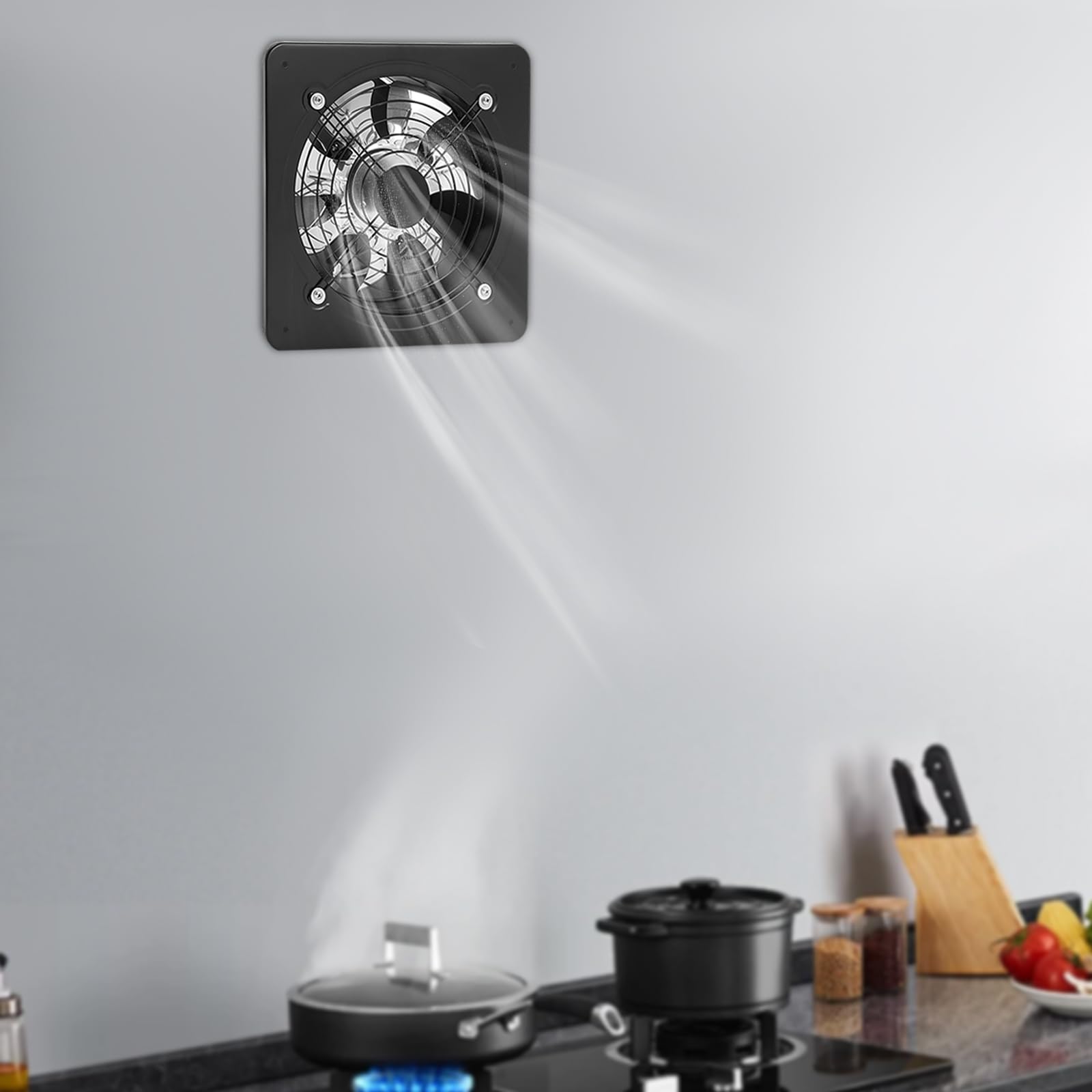 10 Inch Through Wall Exhaust Fan - 110V 100W 2600RPM High Flow Ventilation Fan with 7-Blade Design - Powerful Dust Evacuation for Kitchen, Warehouse, Workshop - Black | Ideal for Home, Commercial & Industrial Ventilation Needs
