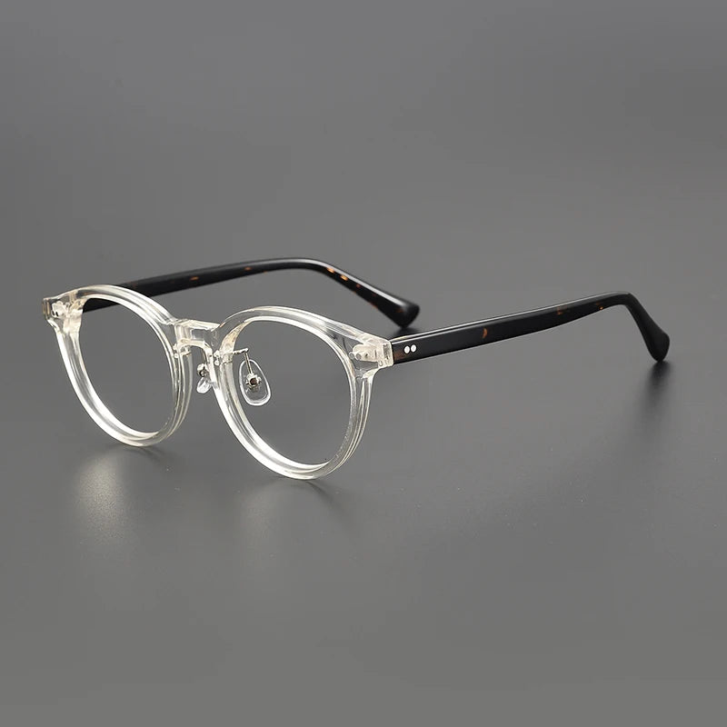 Stylish Black Acetate Unisex Round Full-Rim Eyeglasses 98615 - Perfect for Work, Reading & Fashion Accessories