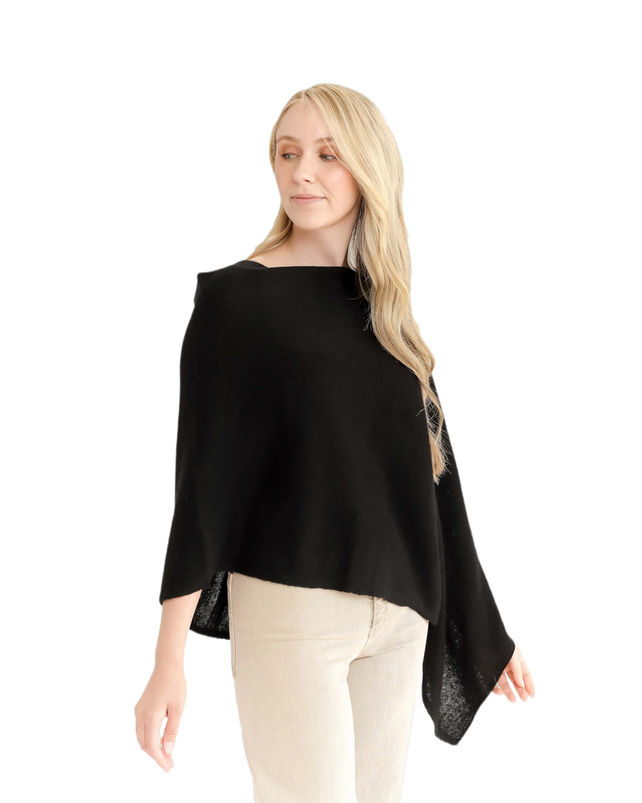 Luxury 100% Cashmere Poncho Dress Topper by CLAUDIA NICHOLE | Soft, Lightweight & Warm Women's Fashion Wrap | Perfect for Fall, Winter & Holiday Gifts | Office, Party & Travel Essential