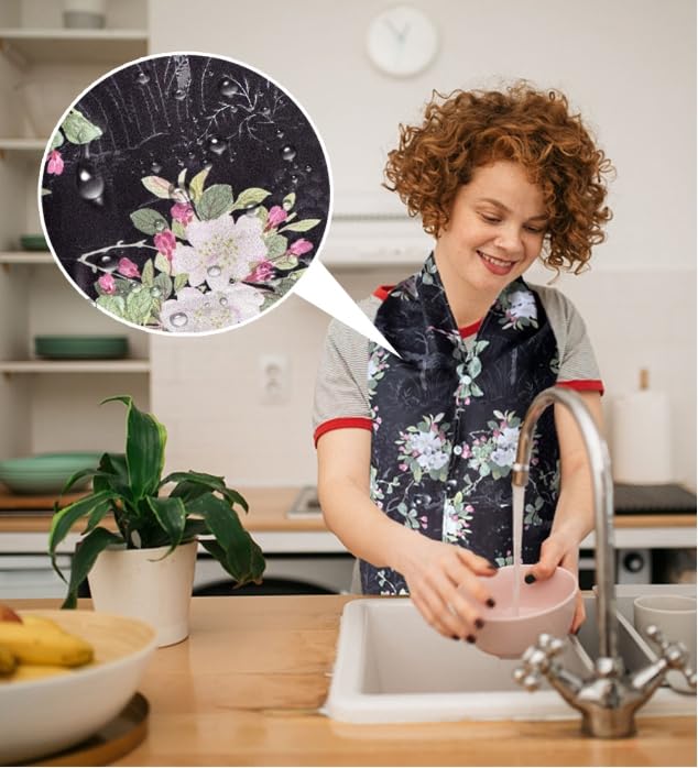 3 Pack Washable Adult Bibs for Elderly Women & Men - Reusable Clothing Protector with Snaps, Black - Perfect for Dining, Nursing Homes & Mealtime Assistance