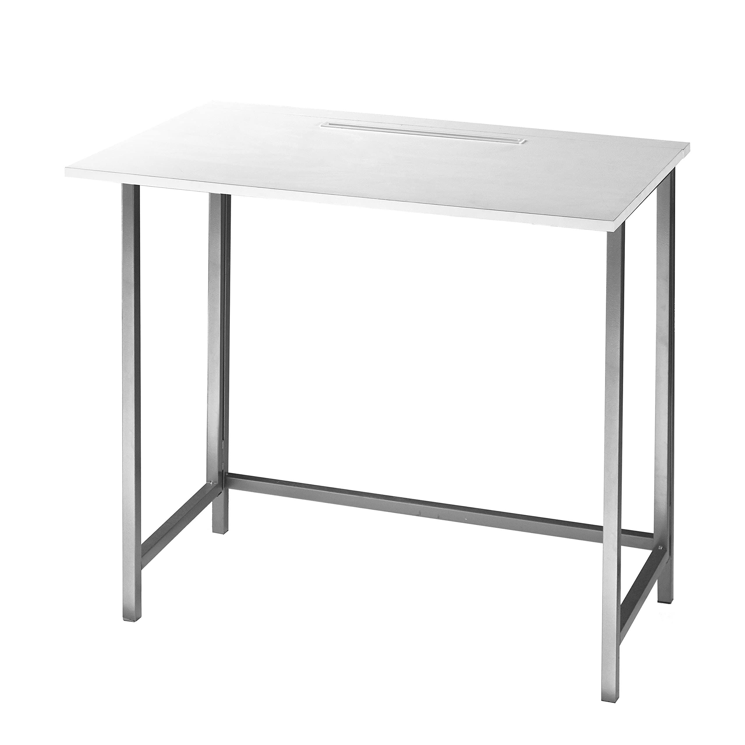 No-Tools Assembly Folding Desk with Tablet Slot - Compact Urban Workspace Solution for Small Apartments, Dorm Rooms & Home Offices - White Modern Study Desk