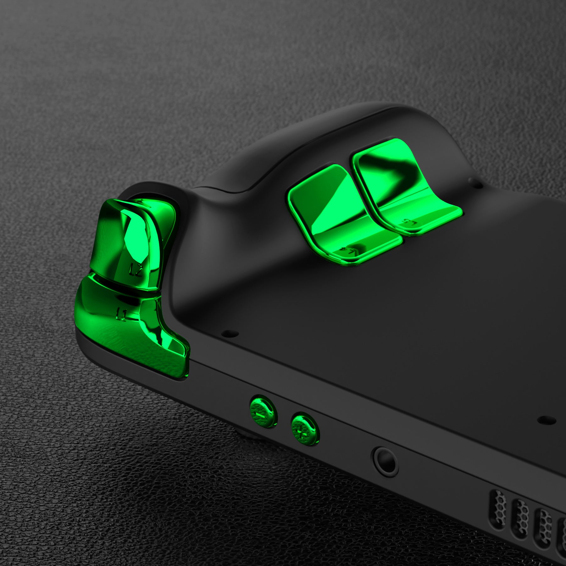 eXtremeRate Chrome Green Replacement Full Set Buttons for Steam Deck LCD - Upgrade Your Gaming Experience | Perfect for DIY Repair & Customization | JESDD003