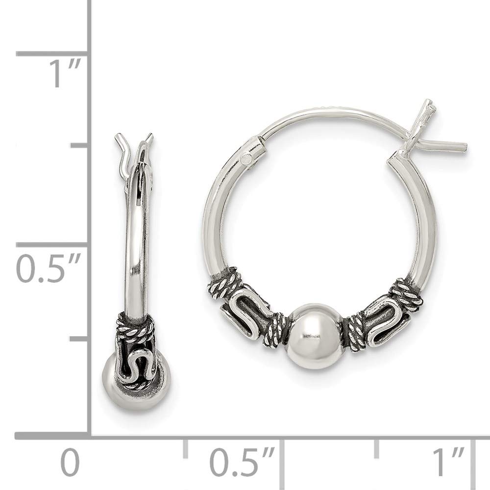 Antiqued 925 Sterling Silver Hoop Earrings (18mm x 16mm) - Vintage Style Jewelry for Women, Perfect for Everyday Wear, Parties & Gifts