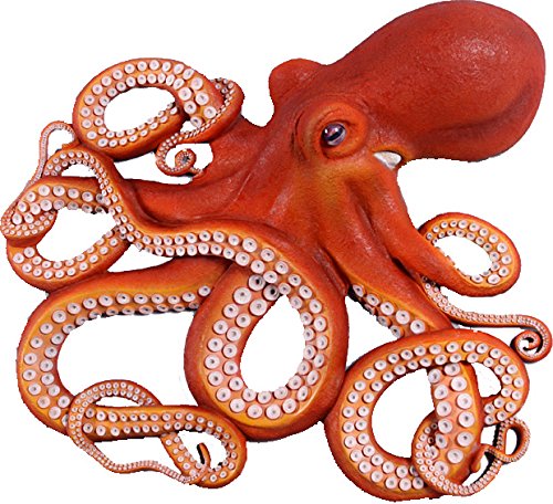 Realistic Octopus Wall Sculpture - Large Marine Beach Decor with Lifelike Eyes for Coastal, Nautical & Ocean-Themed Home Decor