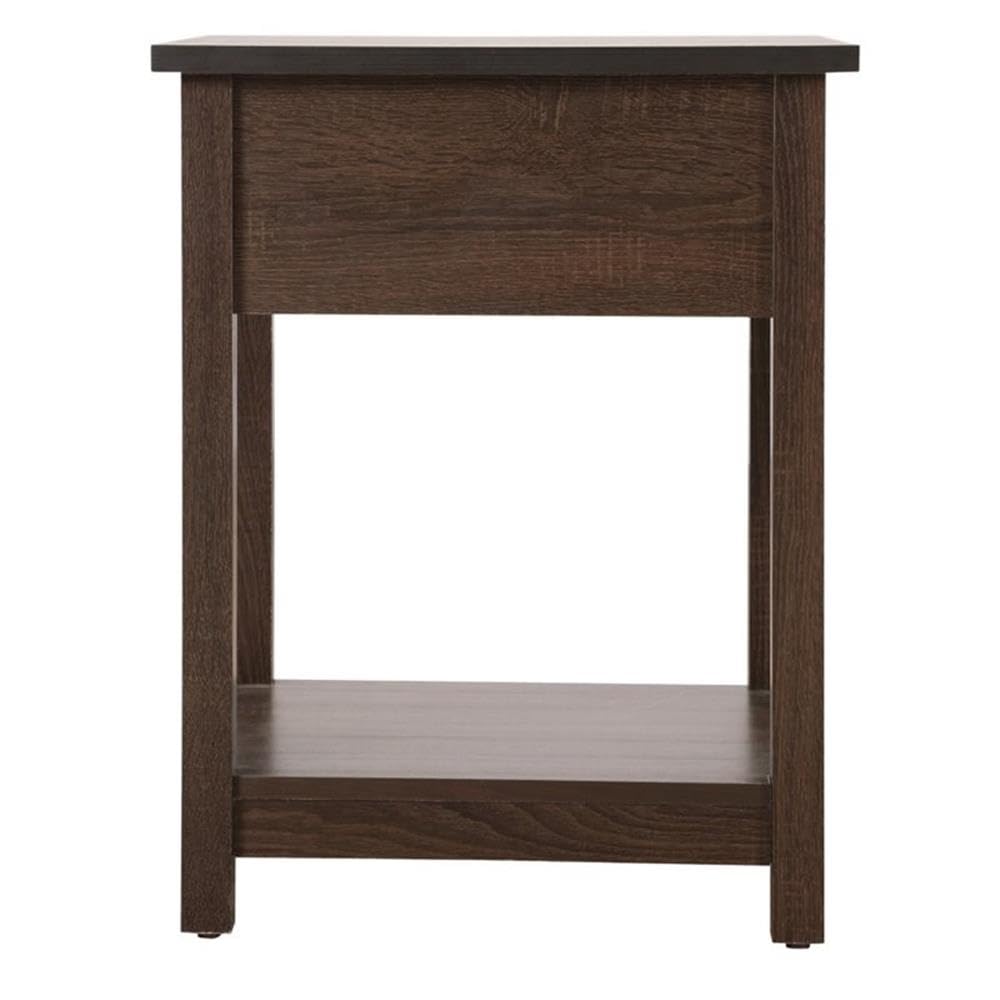Pemberly Row Modern Solid Wood 1-Drawer Nightstand in Wenge Finish - Perfect for Bedroom Storage & Bedside Organization