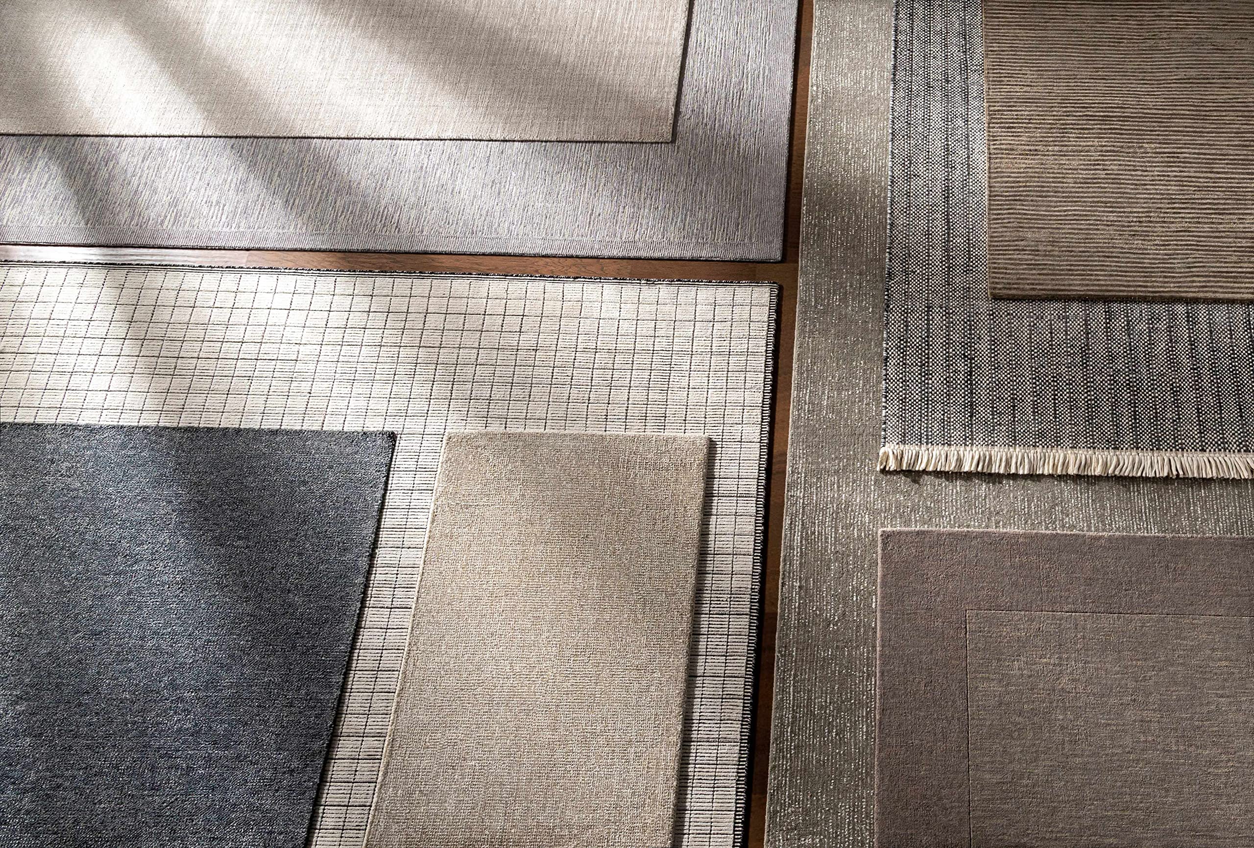 Champion Wool Area Rug 9' x 13' - Soft Gray Solid & Border Design for Living Room & Bedroom - Perfect for Cozy Home Decor & High Traffic Areas