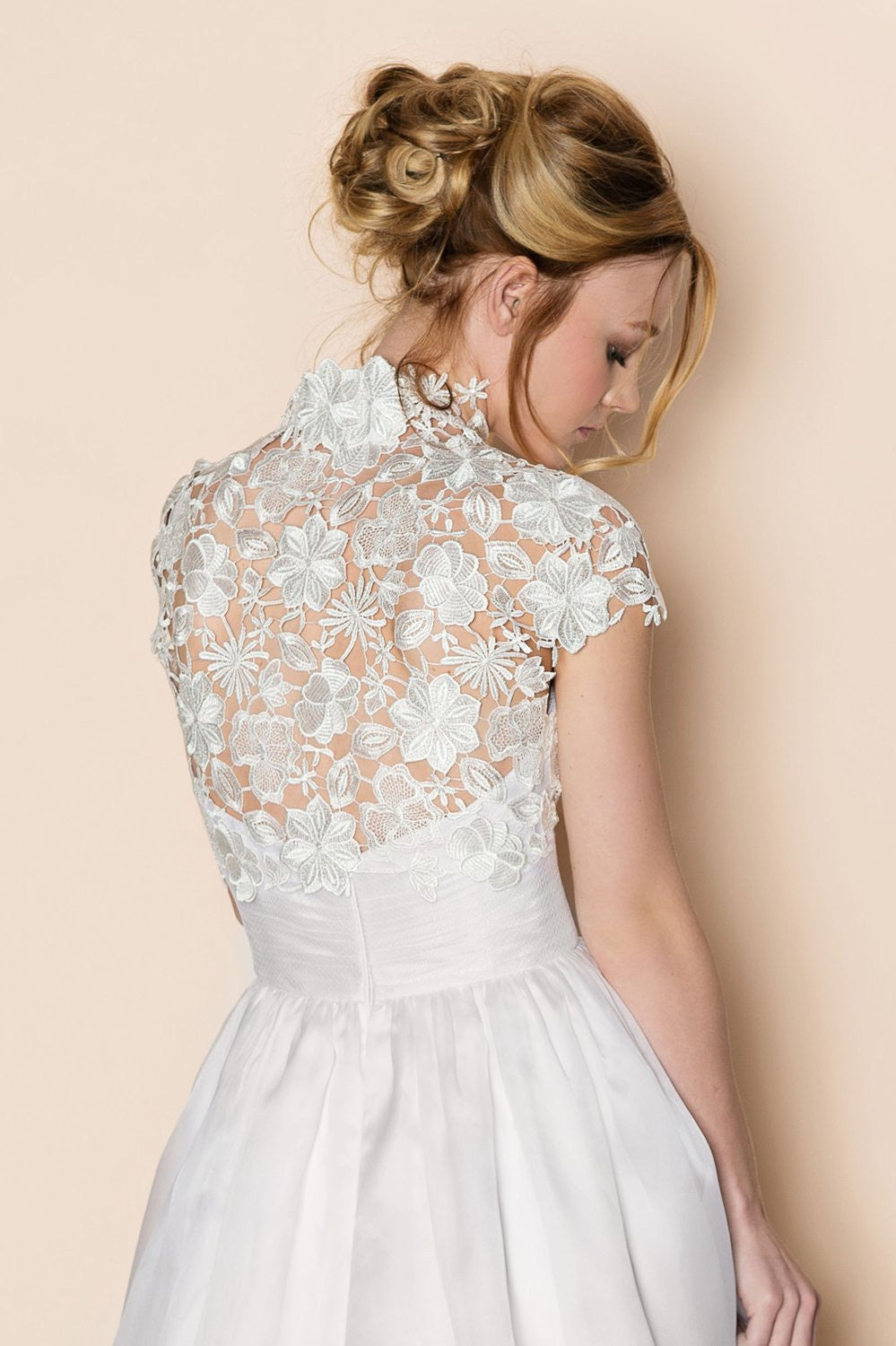 Krista Italian Guipure Lace Cap Sleeves Bolero Shrug - Elegant Bridal Cover-Up for Weddings, Parties & Special Occasions