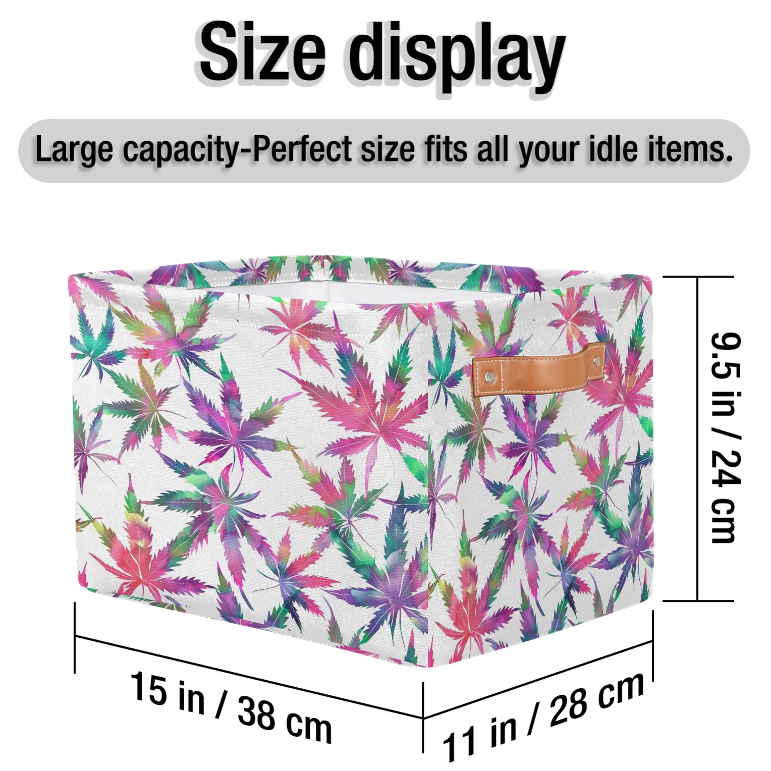 Rainbow Fabric Storage Baskets with Handles - 2 Pack Large Collapsible Closet Organizer Bins for Shelves | Perfect for Home Organization, Clothes & Toy Storage | Ideal for Bedroom, Nursery & Playroom
